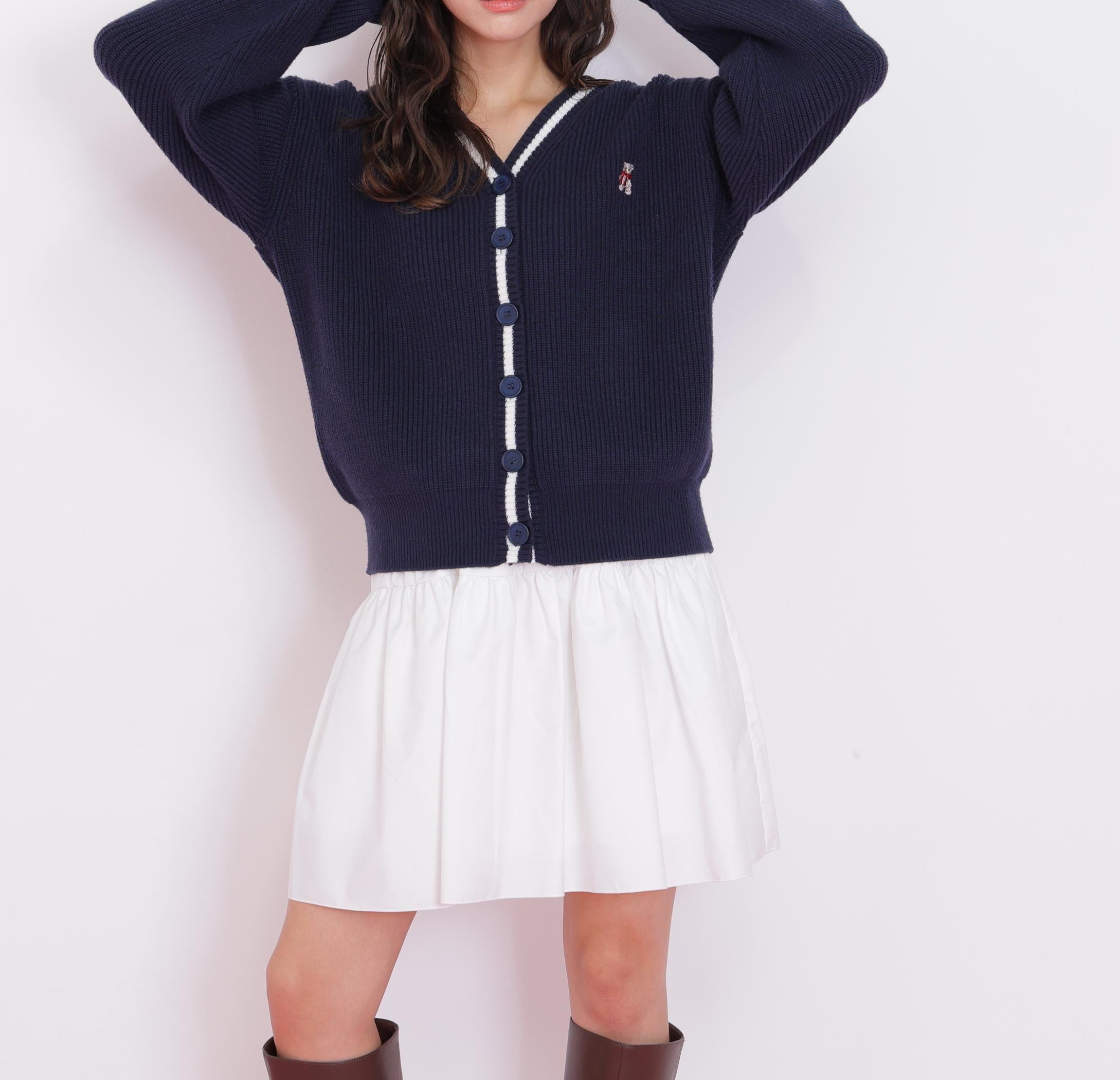 ＜ＢＥＡＲシリーズ＞カーディガンセットアップ ネイビー