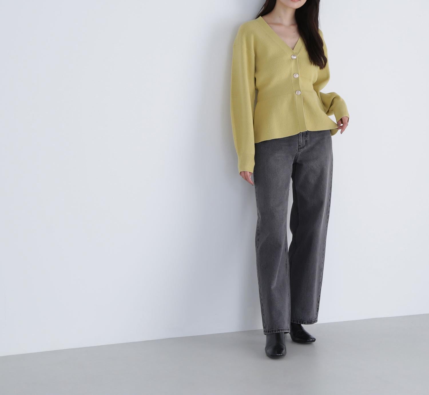 ペプラムフォルムカーディガン マスタードイエロー