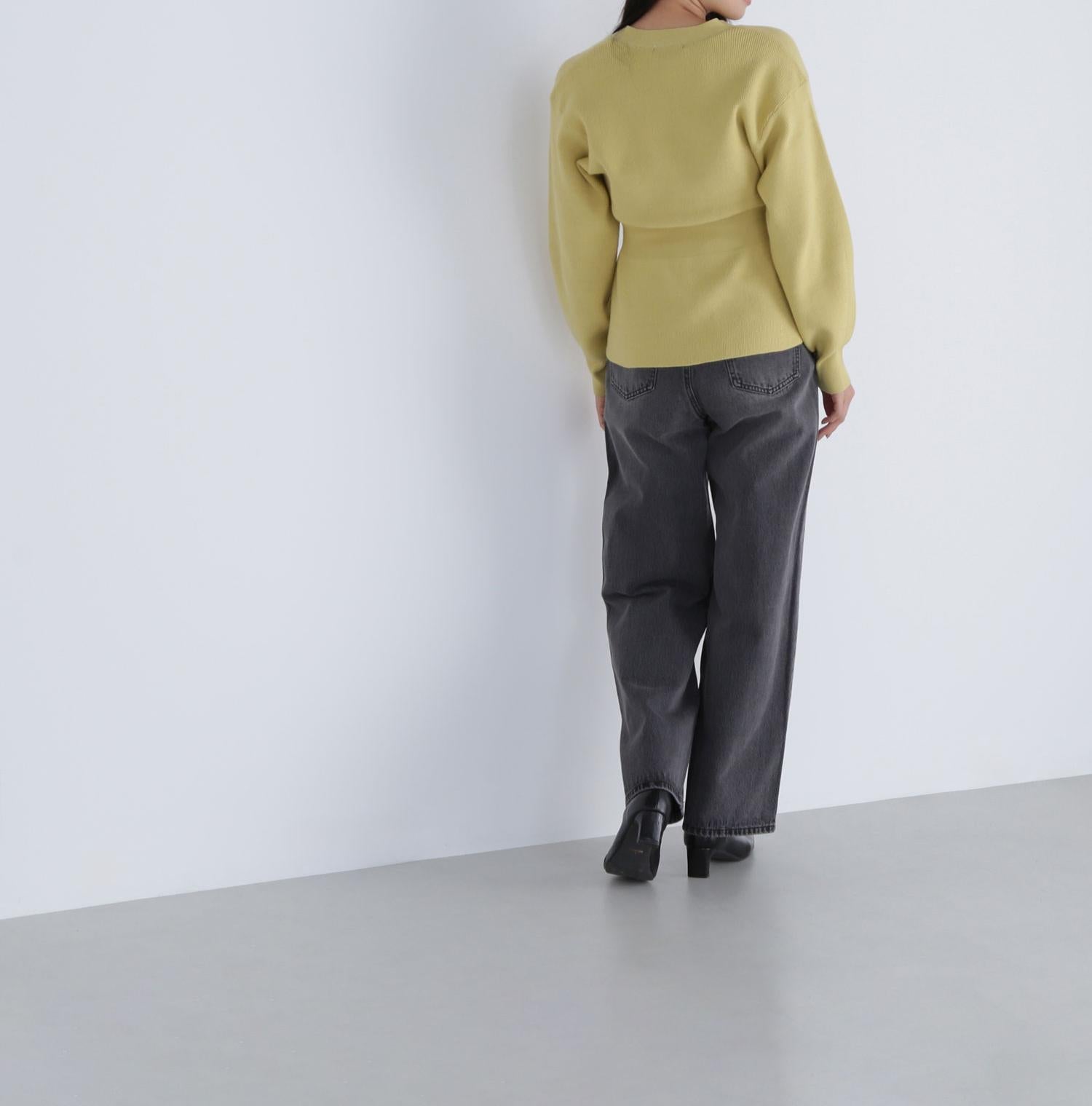 ペプラムフォルムカーディガン マスタードイエロー