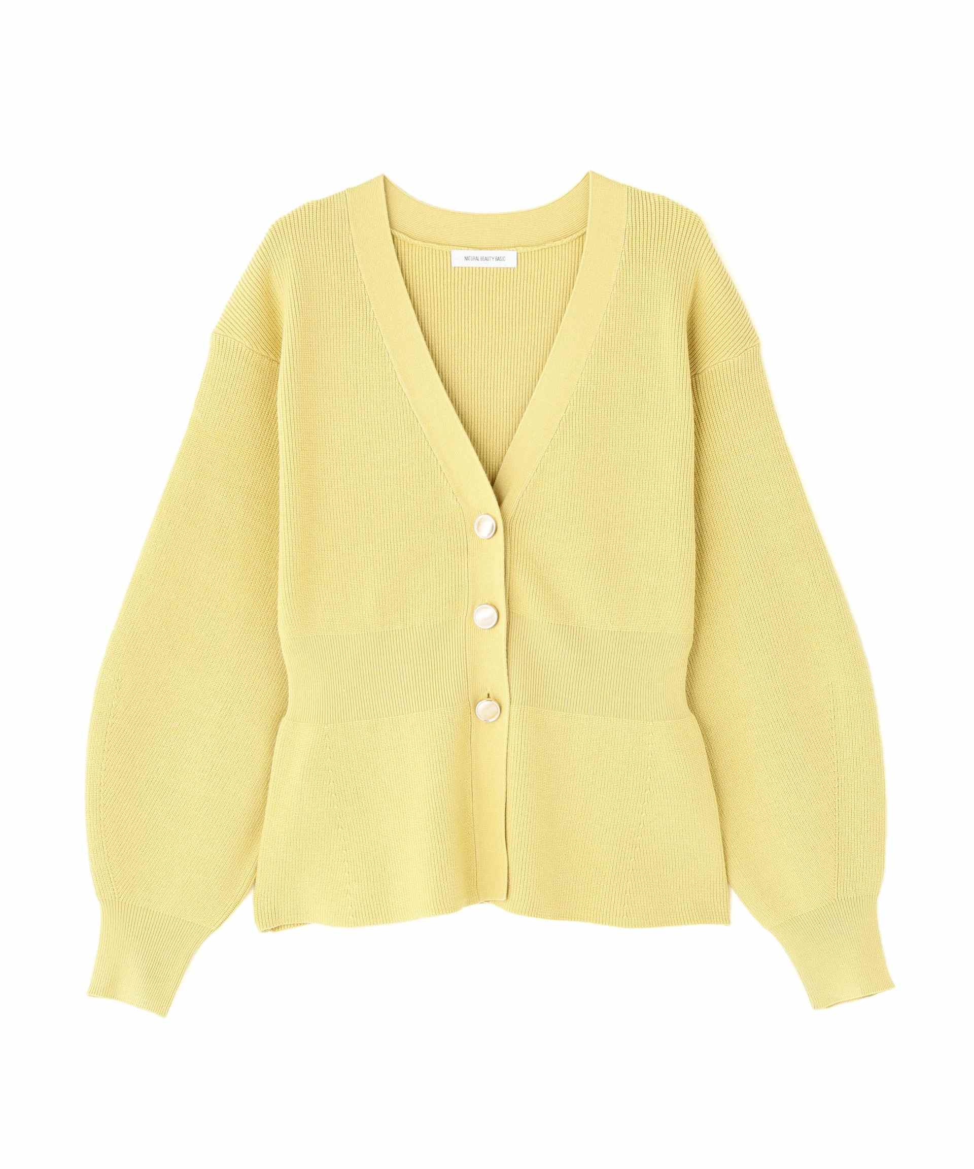 ペプラムフォルムカーディガン マスタードイエロー