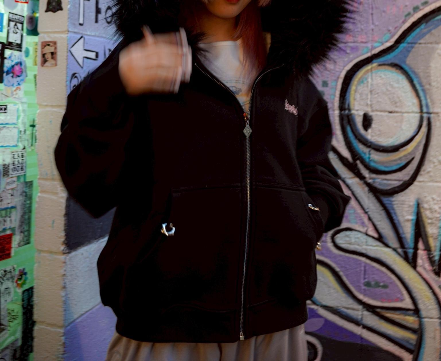 SUPPLIER/サプライヤー/FAUX FUR CROPPED CROSS ZIP HOODIE ピンク