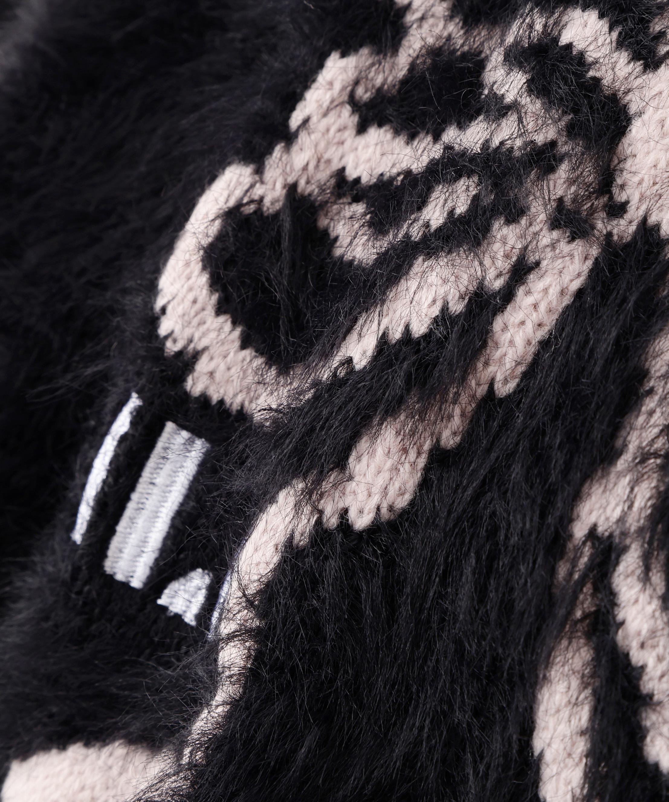 フェザーリボンジャガードニット ブラック