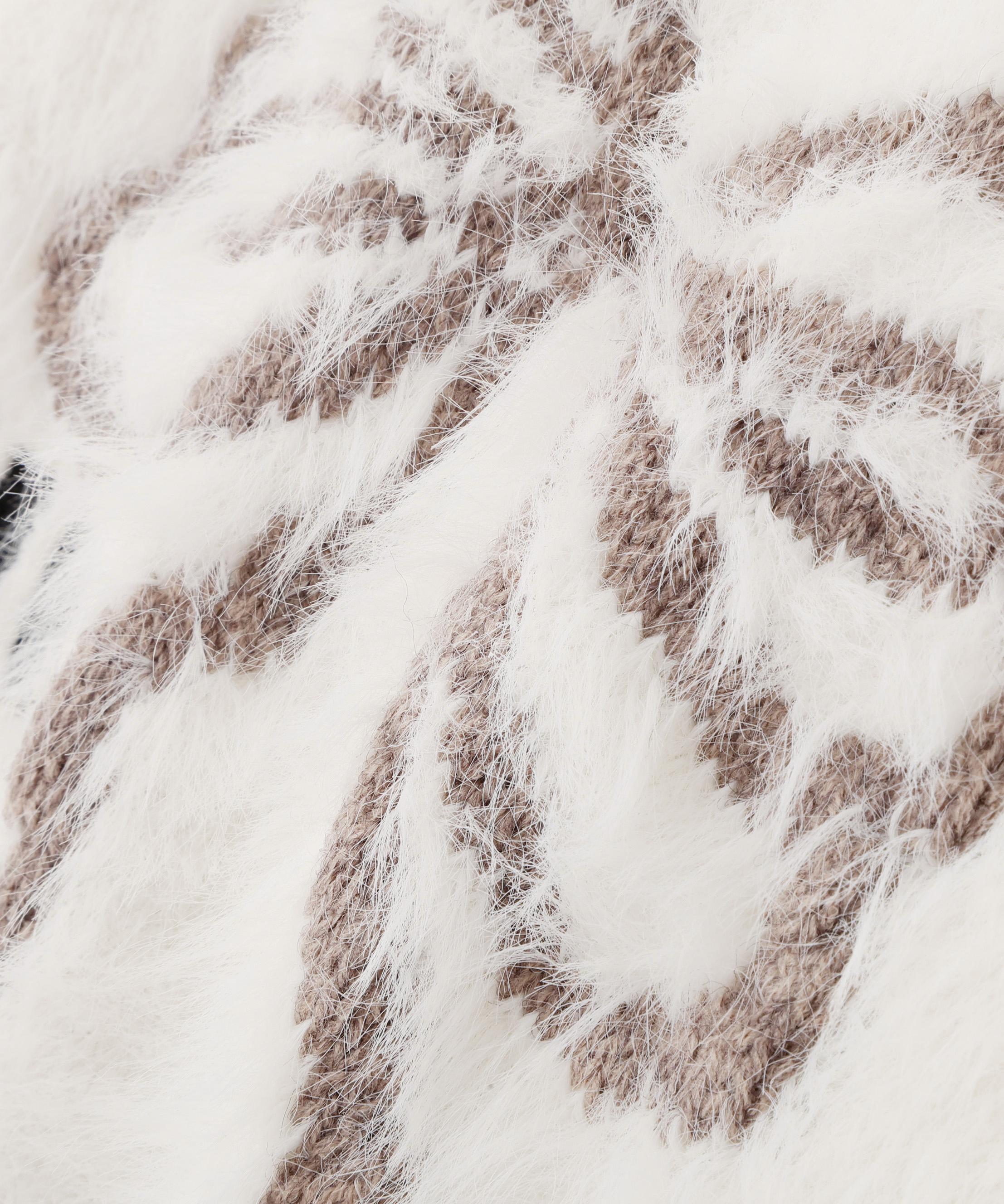 フェザーリボンジャガードニット ホワイト