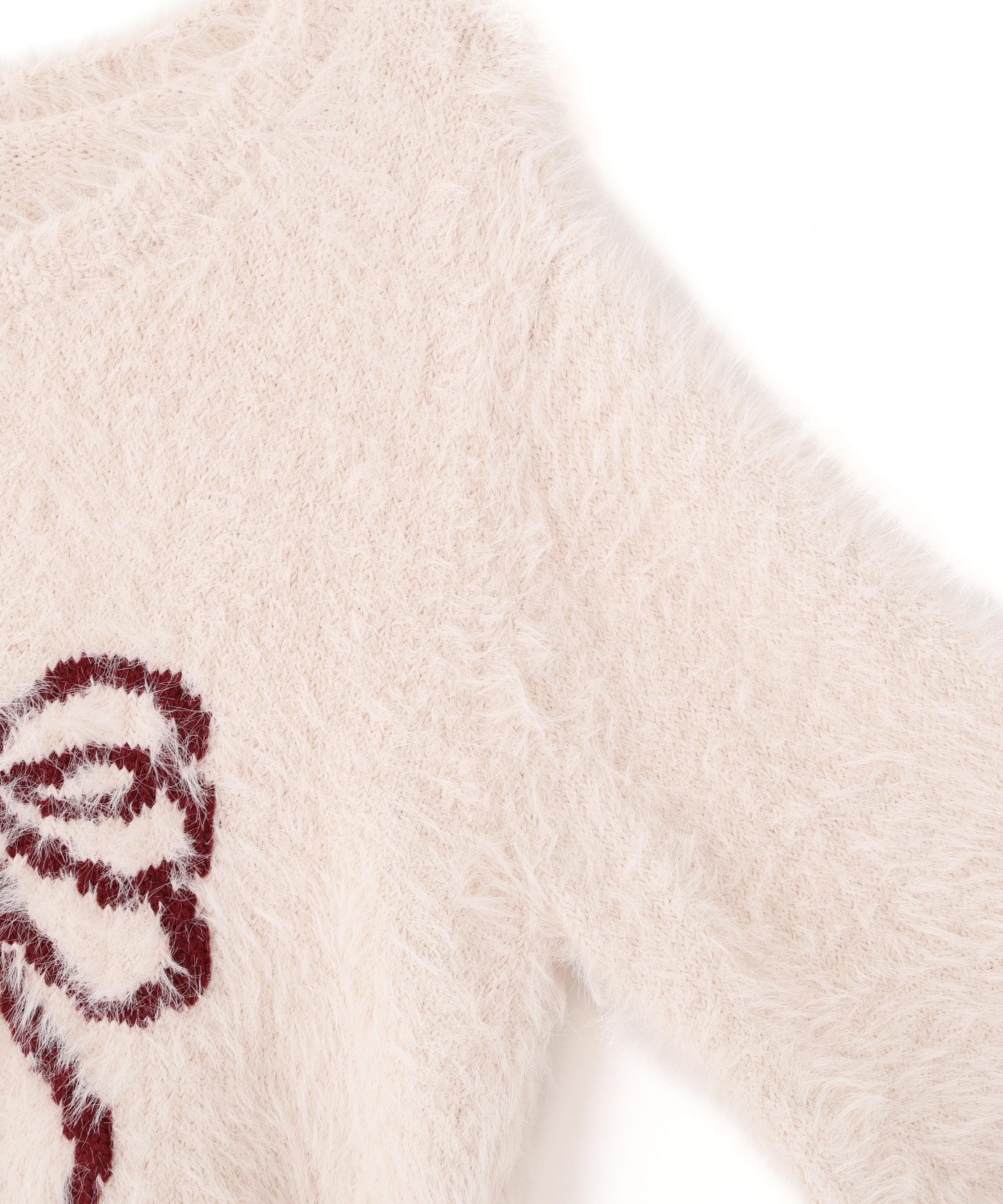 フェザーリボンジャガードニット ピンク