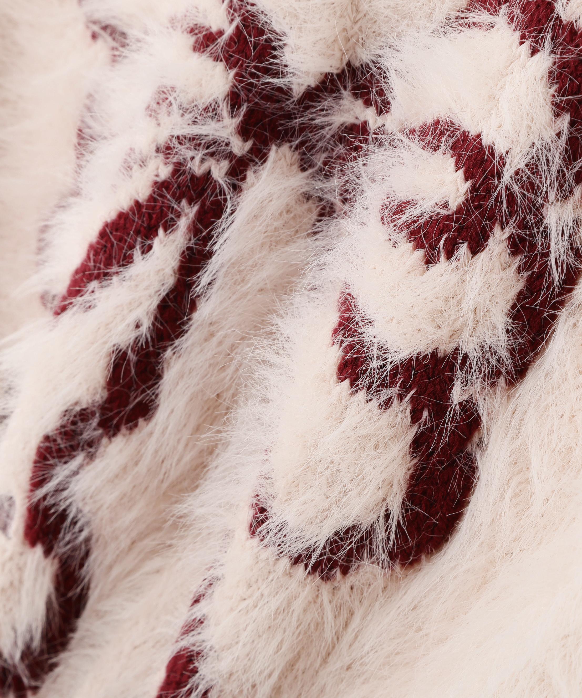 フェザーリボンジャガードニット ピンク