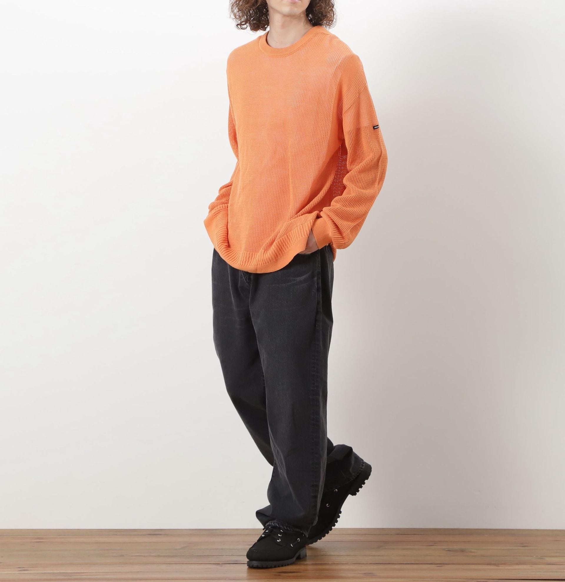 MANASTASH/マナスタッシュ/HEMP MESH SWEATE> オレンジ
