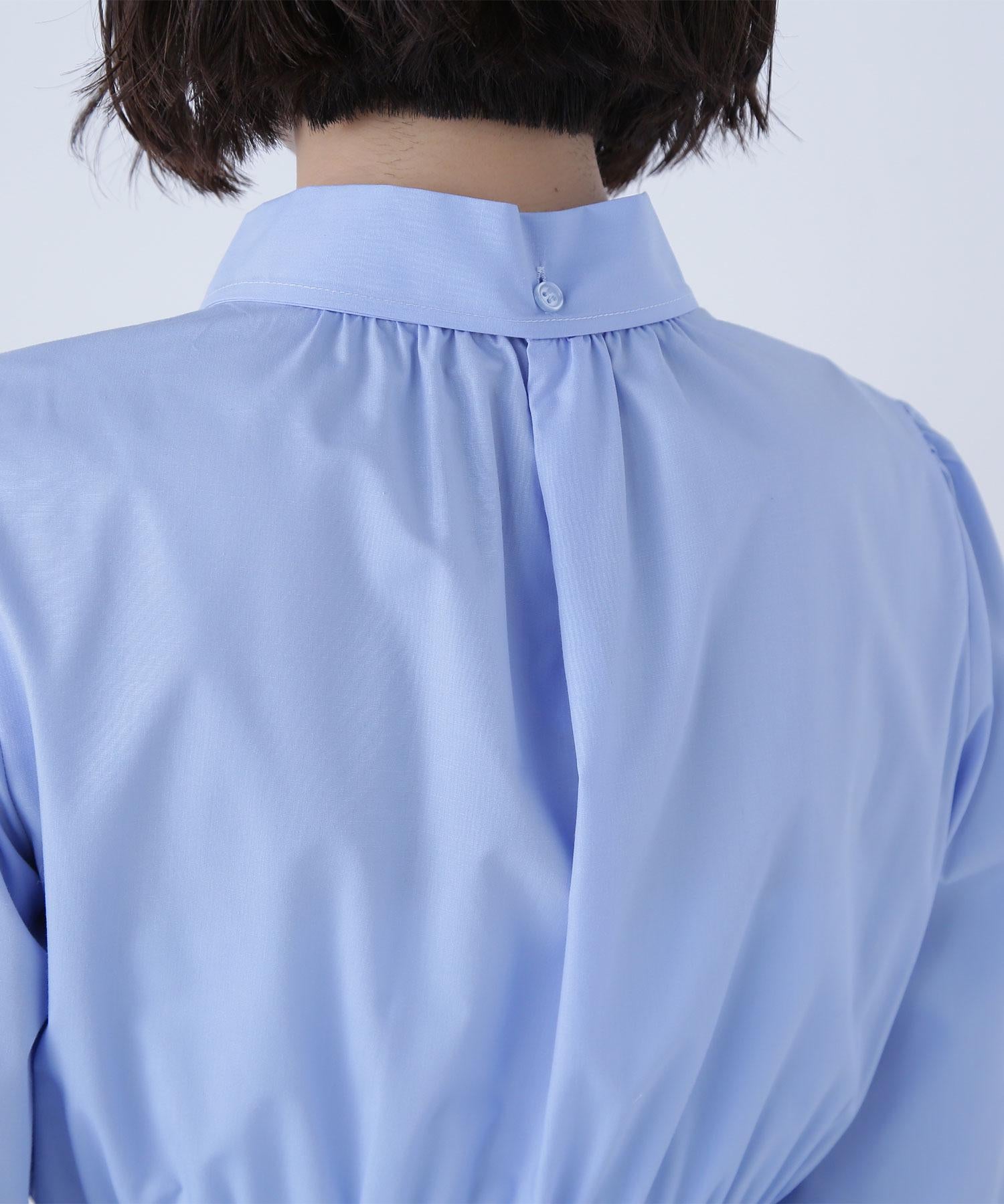 2wayボウタイギャザーワンピース ブルー