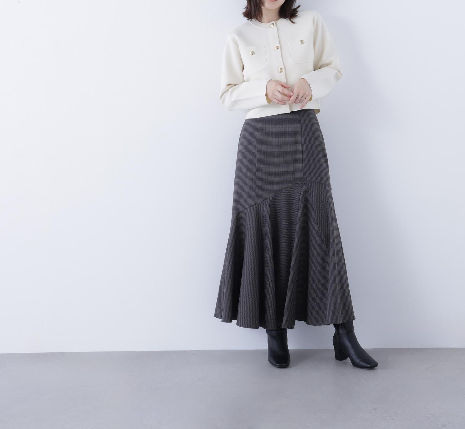 アシメチェックマーメイドスカート チャコール系2