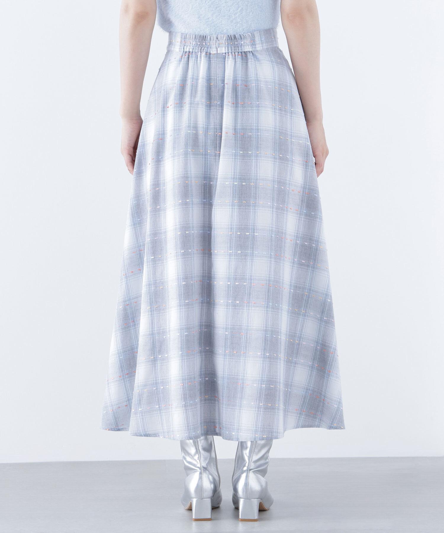 カラーヤーンチェックスカート グレーベース2