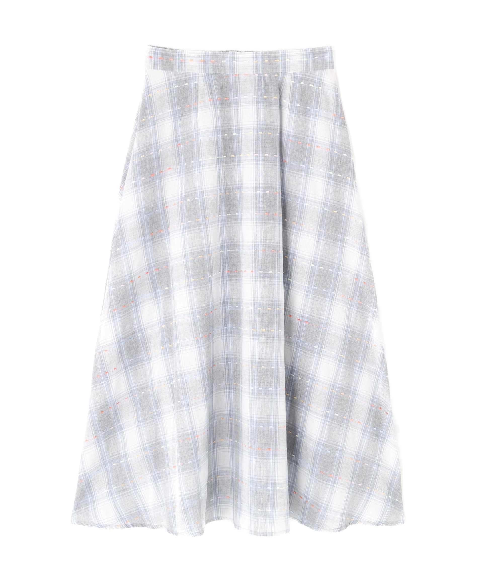 カラーヤーンチェックスカート グレーベース2
