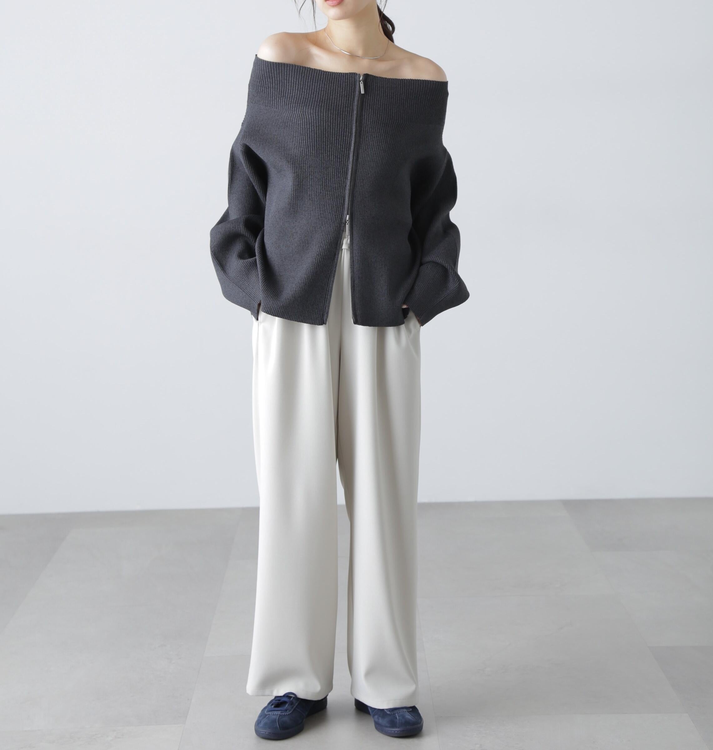 ウエストフリルイージーパンツ オフホワイト