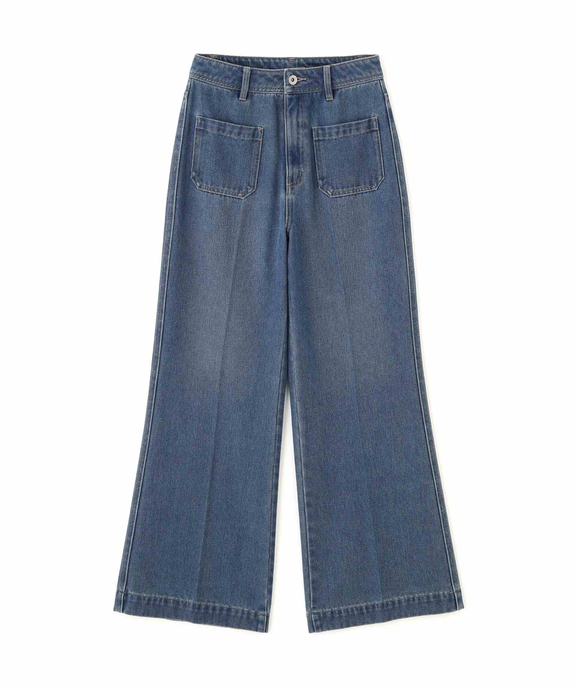 フロントポケットソフトバギーデニムパンツ ライトインディゴオーバーダイ5