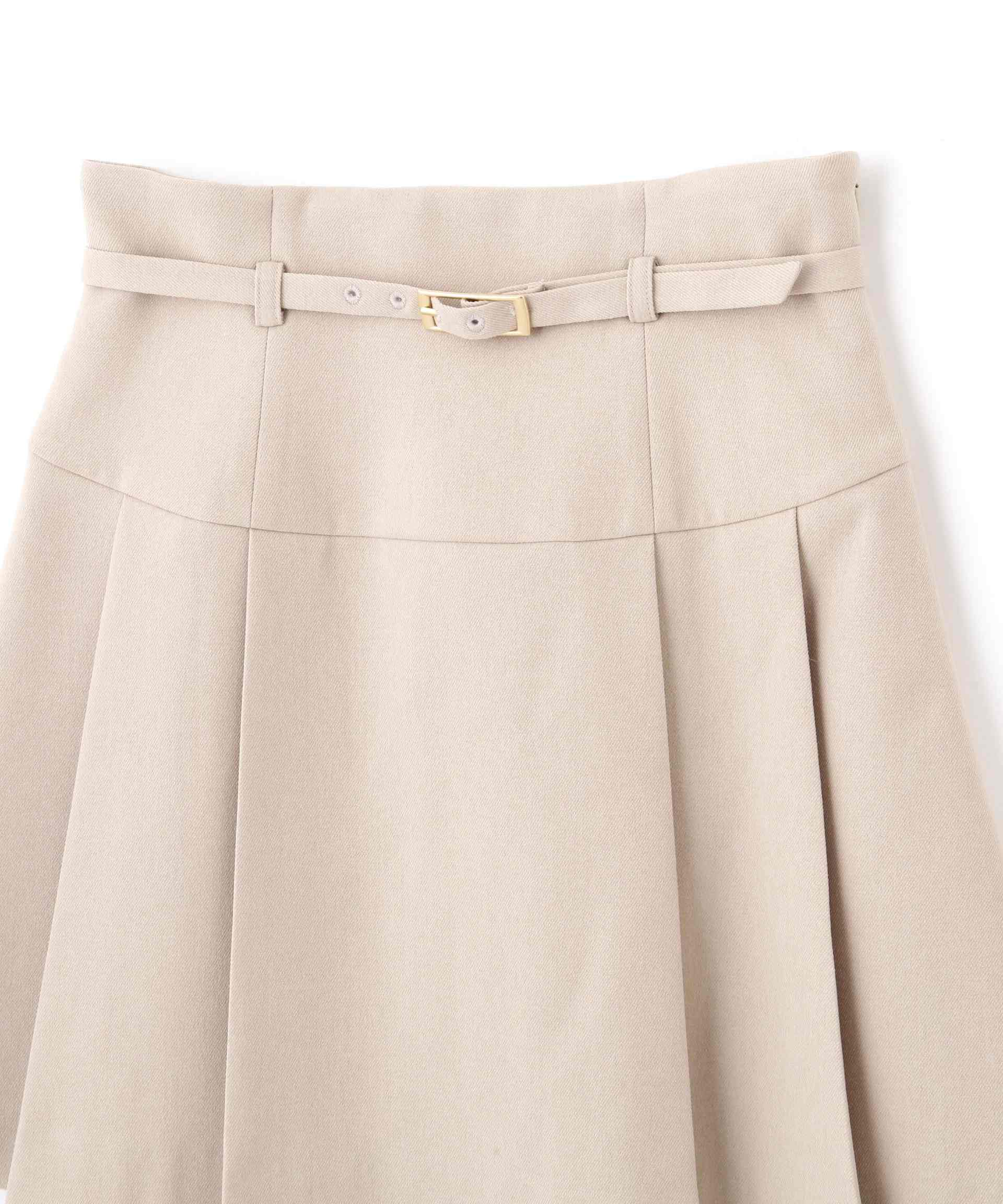 バックルベルト付プリーツミニスカート ベージュ