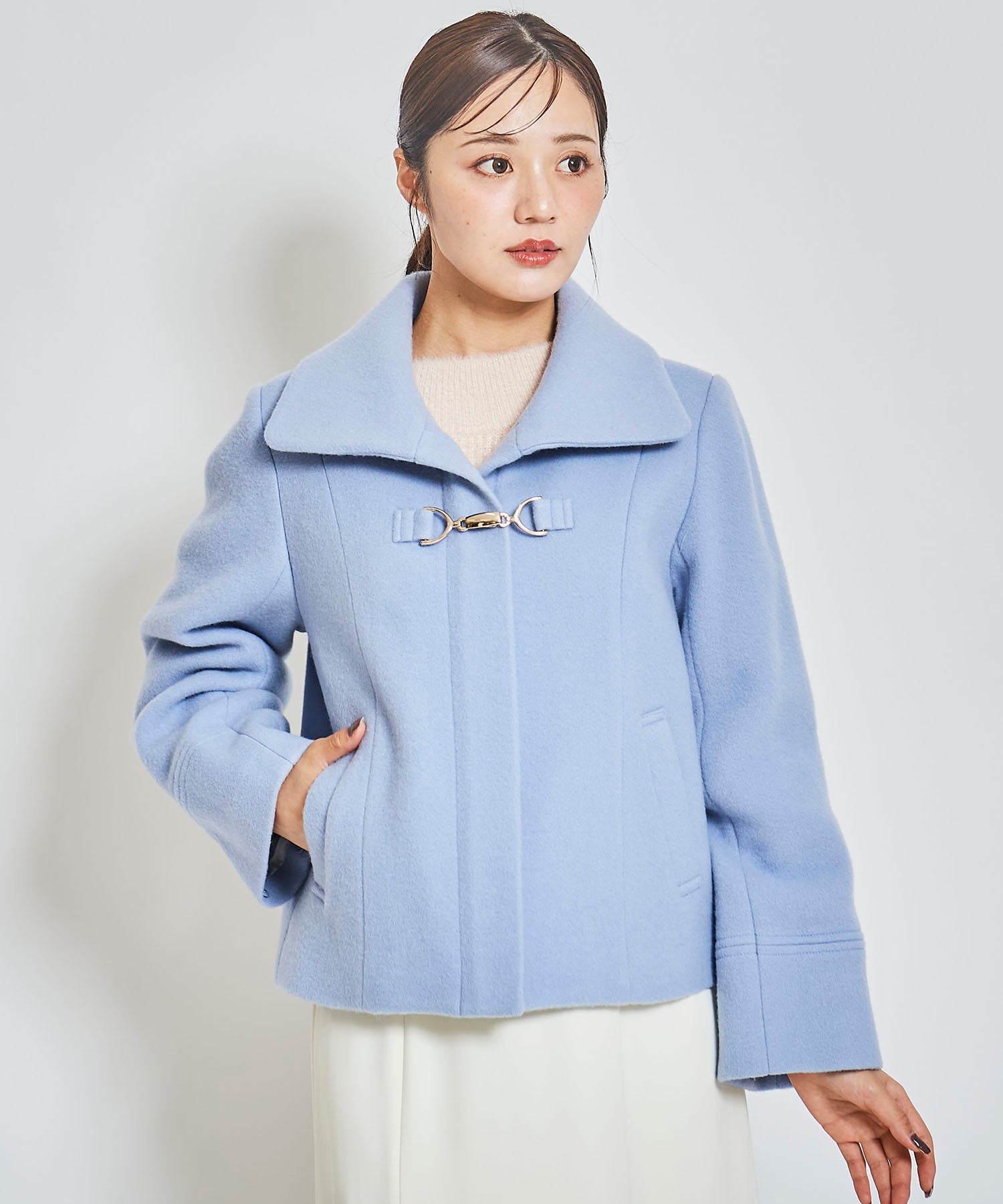 トランテアン ソン ドゥ モード 31 Sons de mode 袖ファー付きショートコート （サックス） サックス