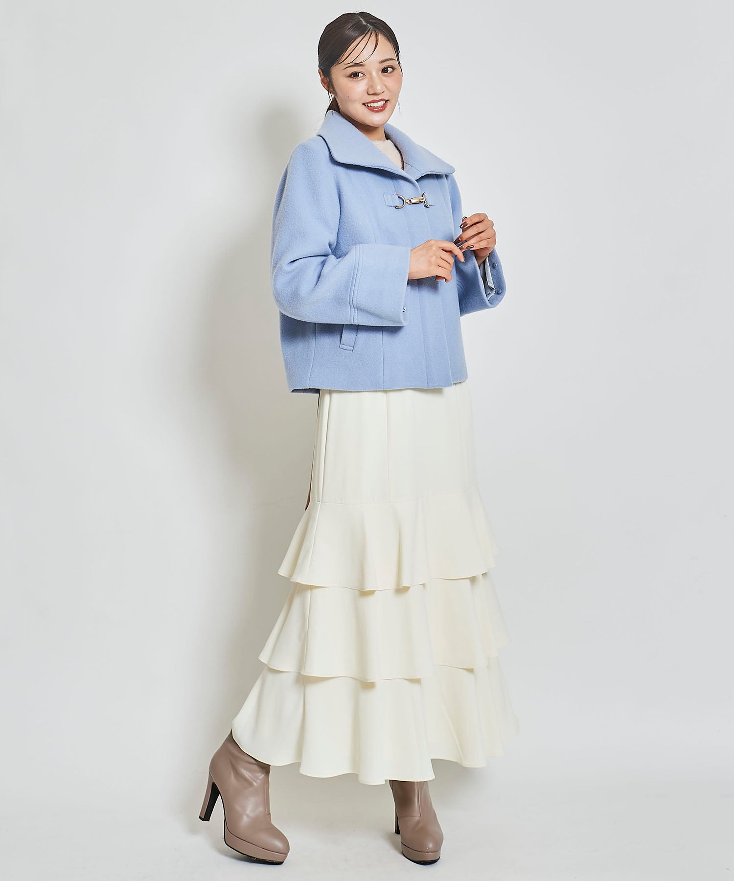 トランテアン ソン ドゥ モード 31 Sons de mode 袖ファー付きショートコート （サックス） サックス