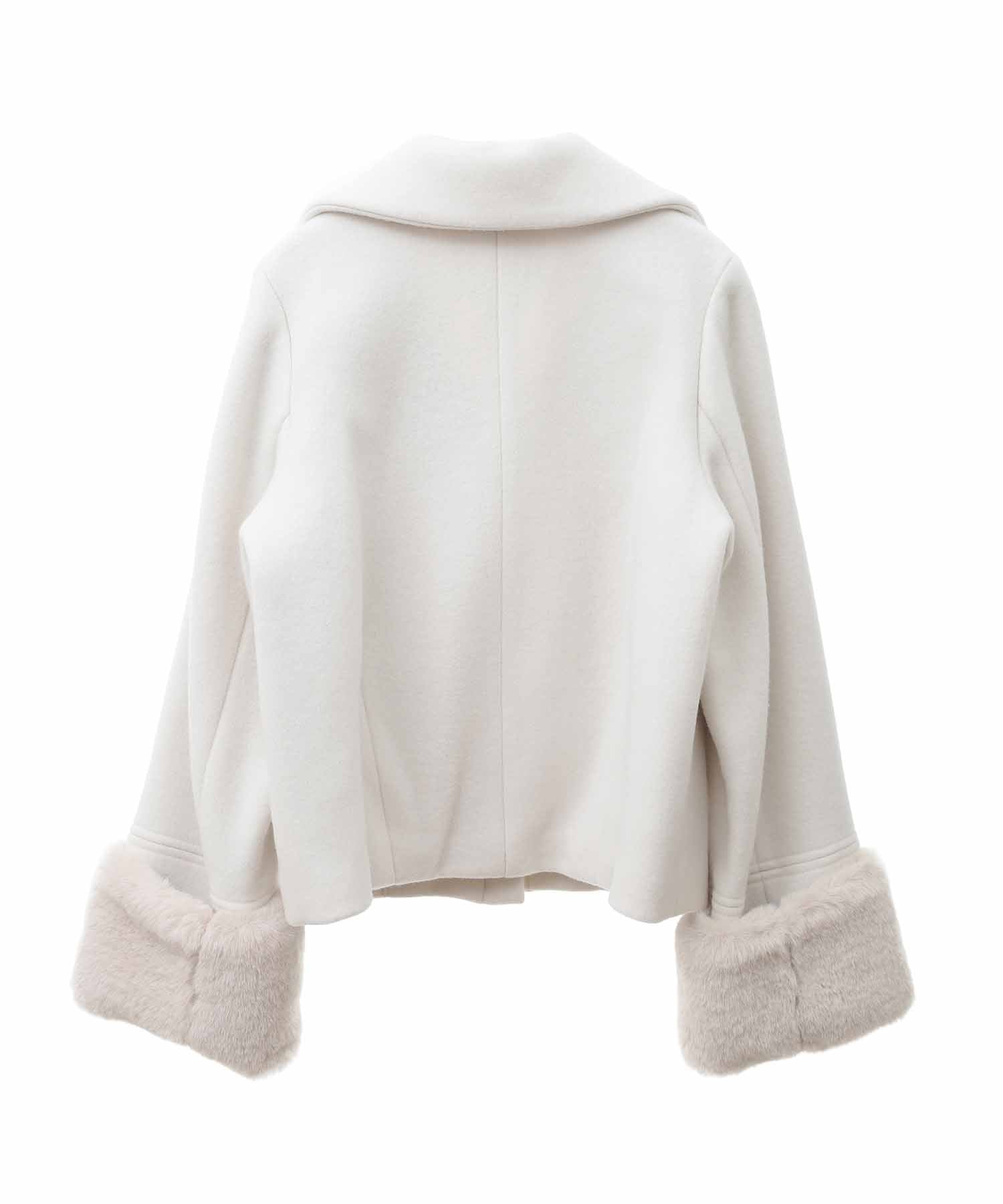 トランテアン ソン ドゥ モード 31 Sons de mode 袖ファー付きショートコート （サックス） サックス