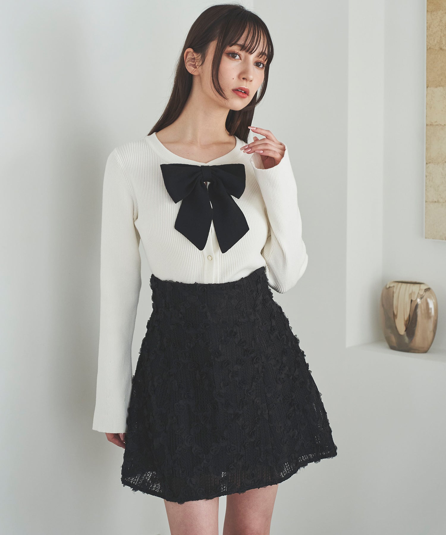 トランテアン ソン ドゥ モード 31 Sons de mode フラワーチュールミニスカート （ブラック） BLACK