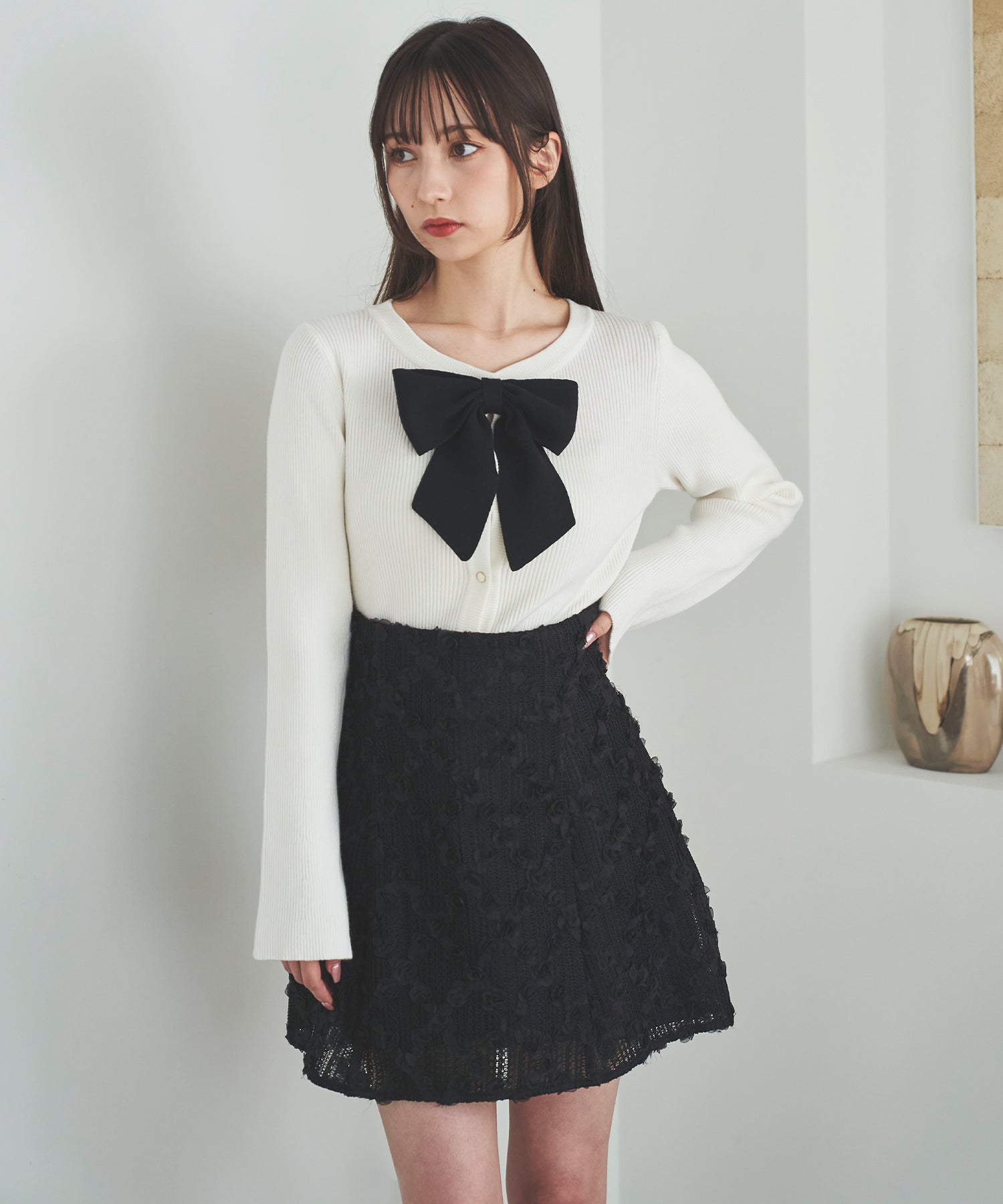 トランテアン ソン ドゥ モード 31 Sons de mode フラワーチュールミニスカート （ブラック） BLACK