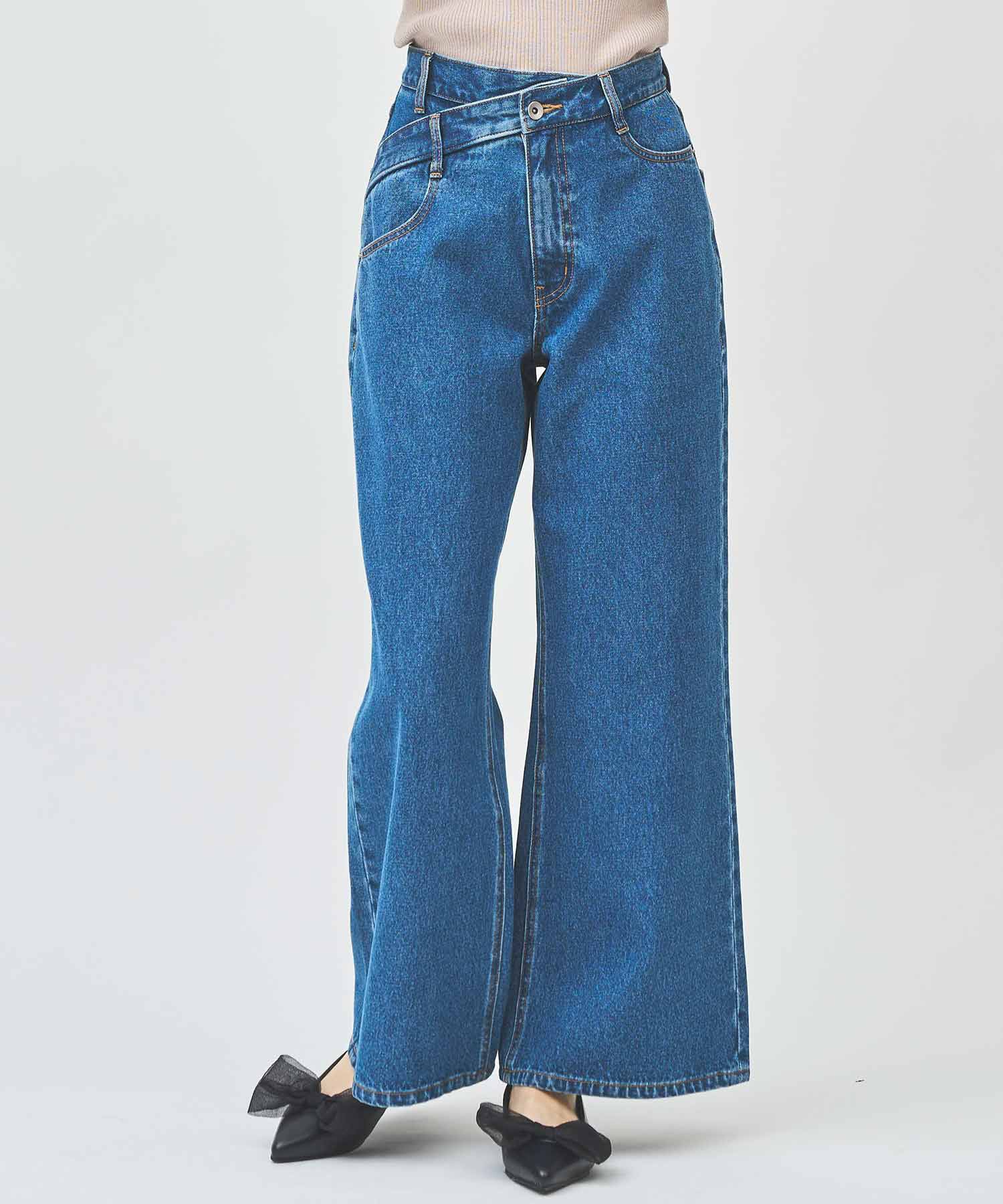 トランテアン ソン ドゥ モード 31 Sons de mode ウエストデザインデニムワイドパンツ （ブルー） BLUE