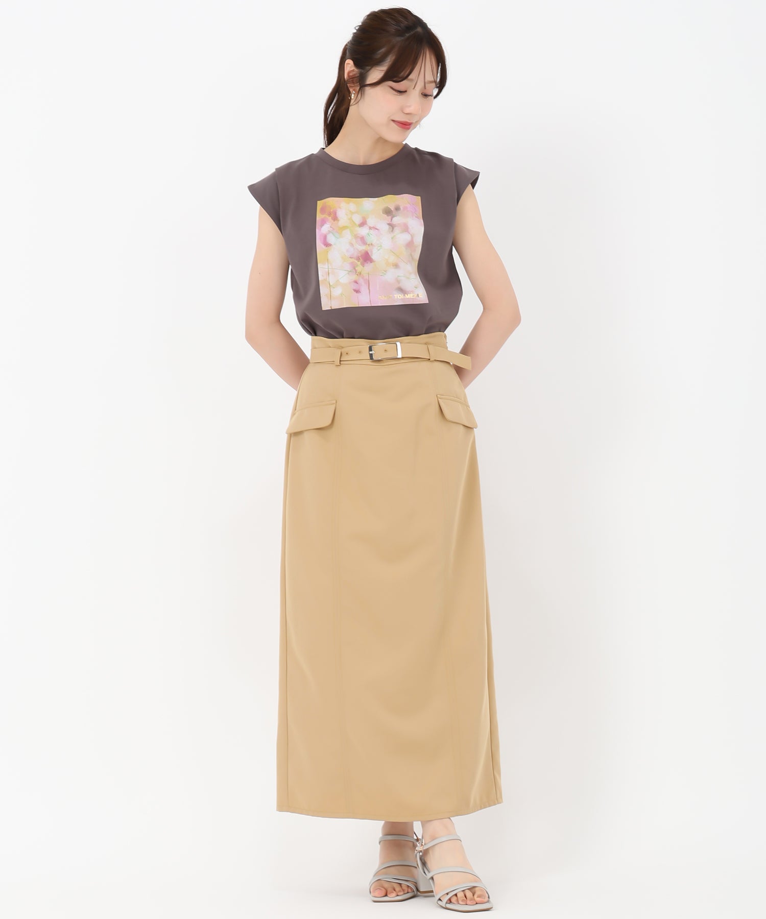トランテアン ソン ドゥ モード 31 Sons de mode 2025春夏新作 シアーレイヤードタイトスカート （BLACK） BLACK