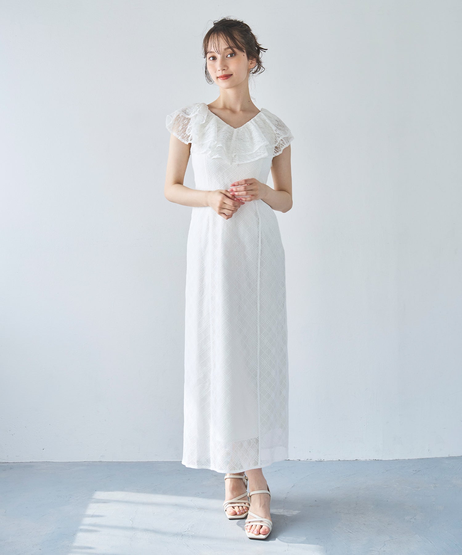 トランテアン ソン ドゥ モード 31 Sons de mode 2025春夏新作 フリルカラーレースワンピース （OFF-WHITE） OFF-WHITE