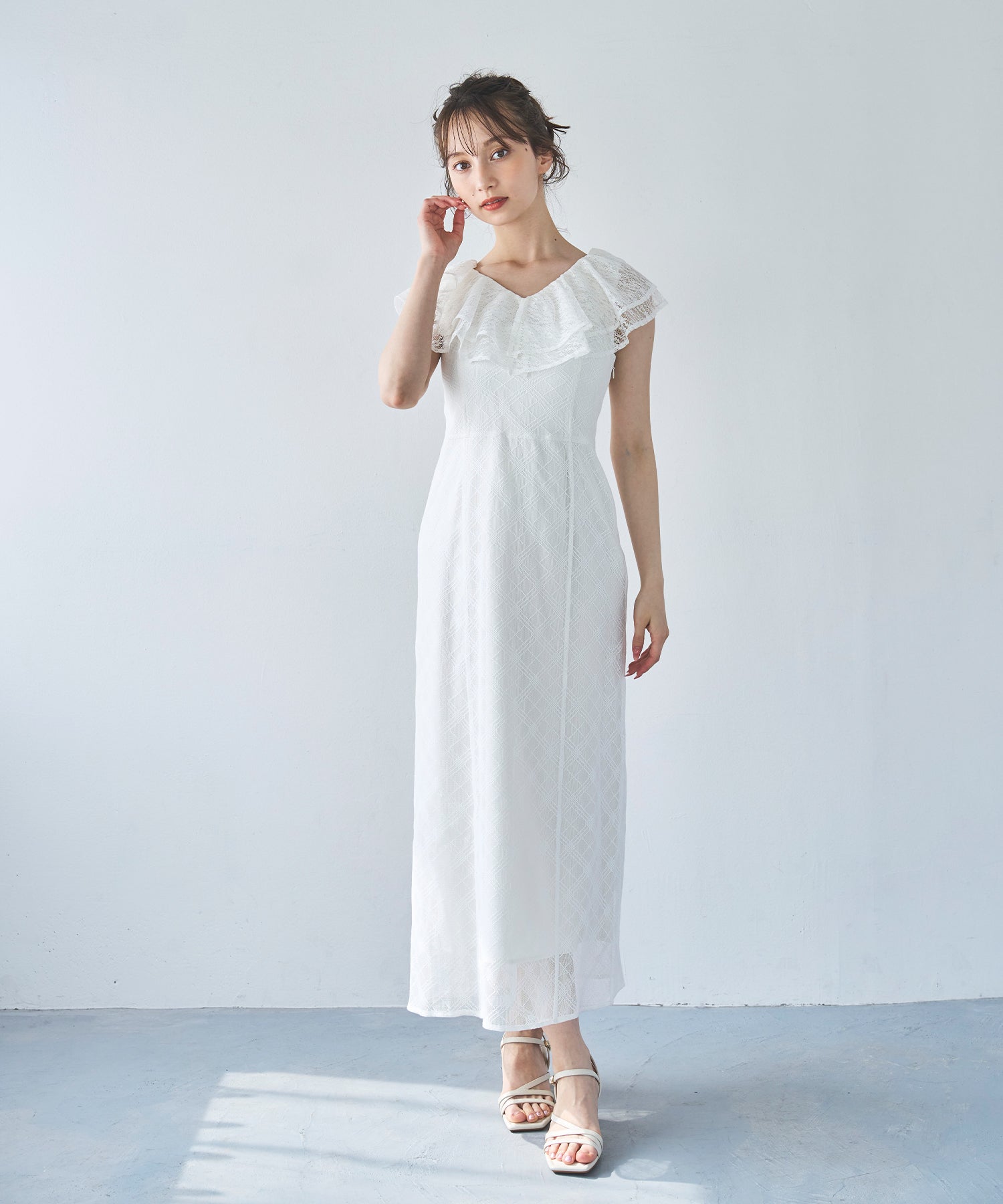トランテアン ソン ドゥ モード 31 Sons de mode 2025春夏新作 フリルカラーレースワンピース （OFF-WHITE） OFF-WHITE