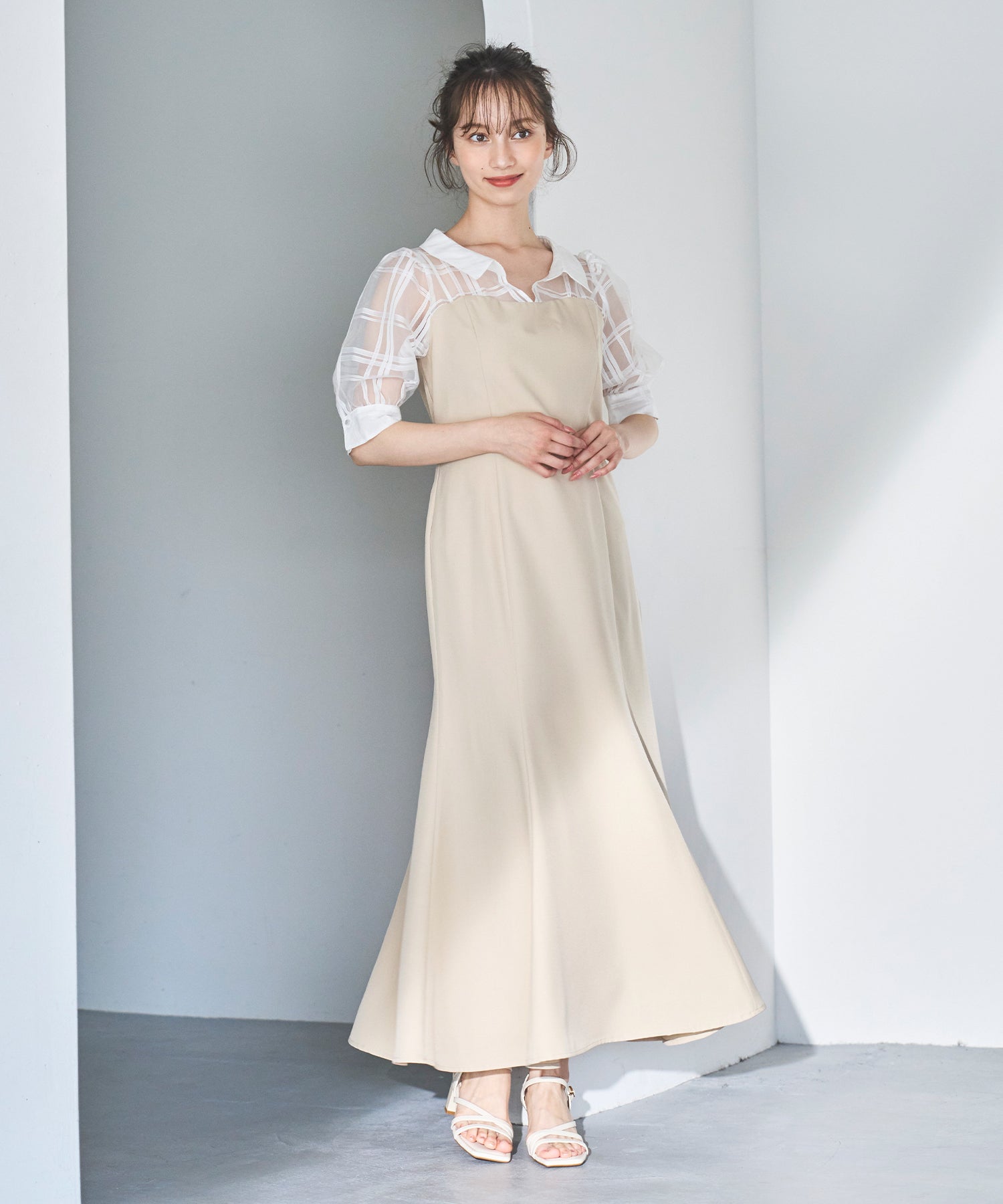 トランテアン ソン ドゥ モード 31 Sons de mode 2025春夏新作 シアーストライプフリルワンピース （BEIGE） BEIGE