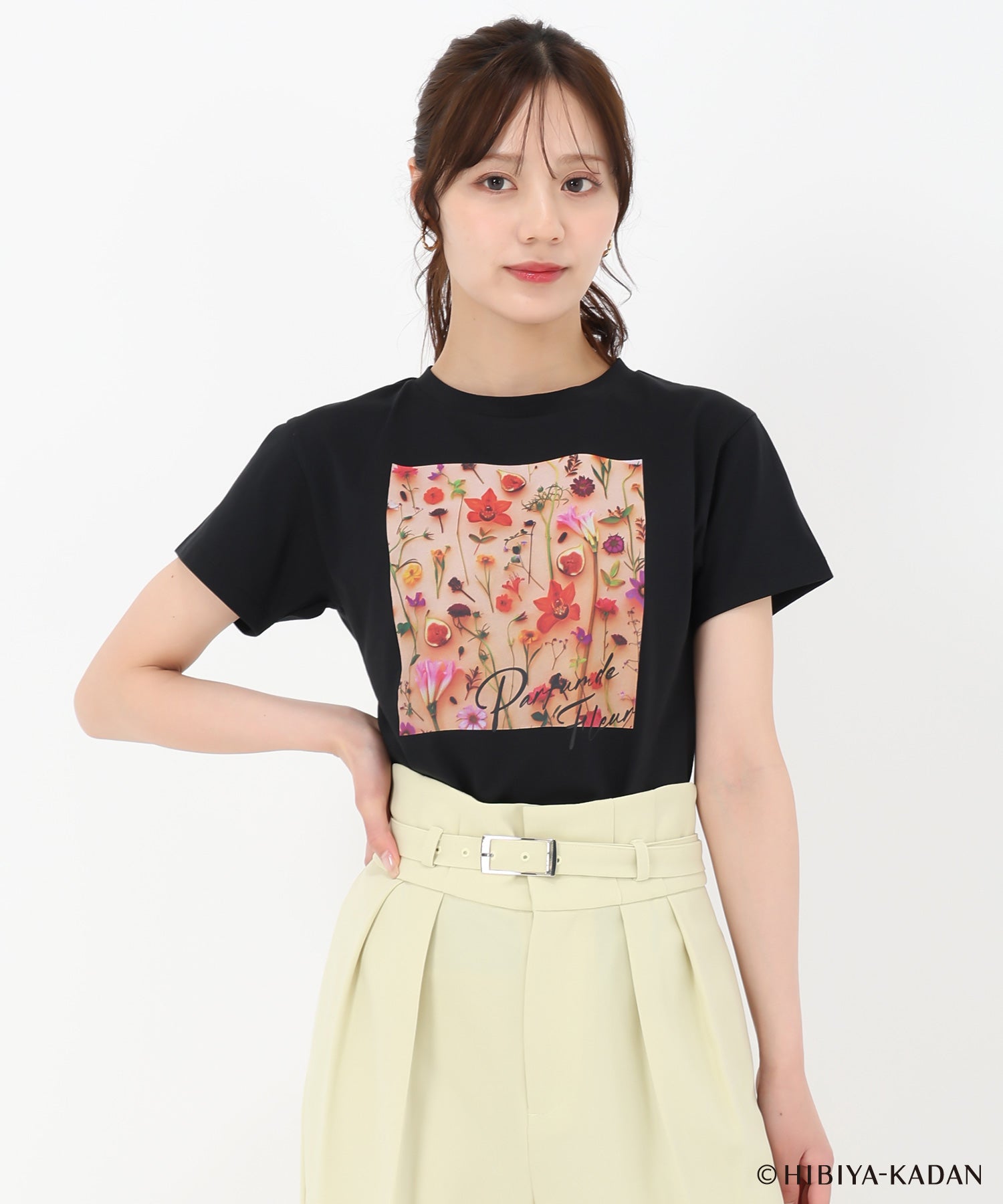 トランテアン ソン ドゥ モード 31 Sons de mode 2025春夏新作 【HIBIYA-KADANコラボ】フラワープリントTEE （BLACK） BLACK