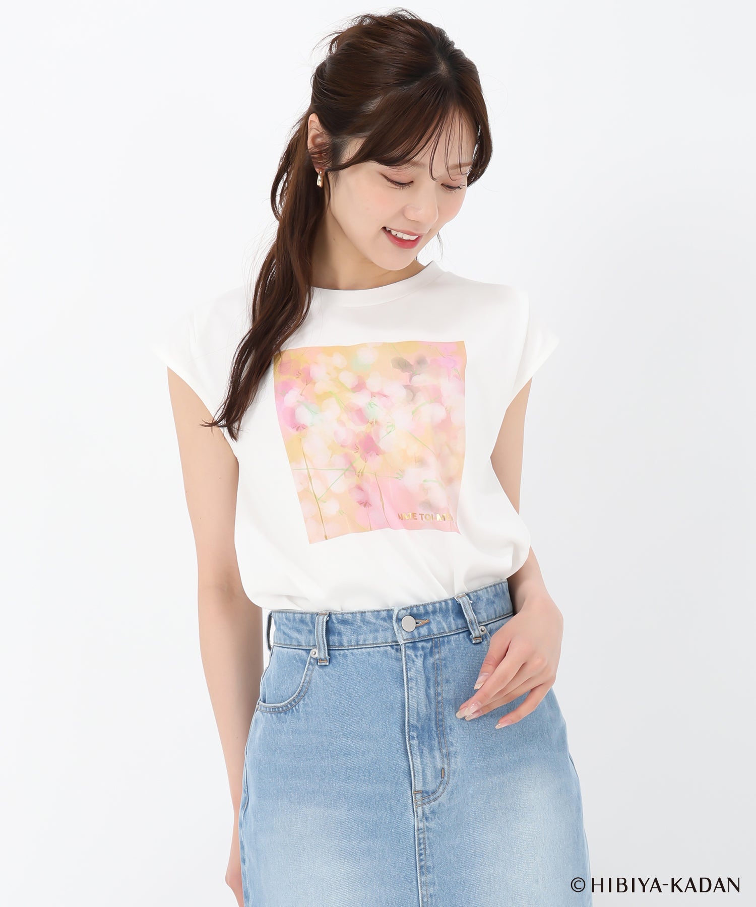 トランテアン ソン ドゥ モード 31 Sons de mode 2025春夏新作 【HIBIYA-KADANコラボ】フラワープリントノースリTEE （OFF-WHITE） OFF-WHITE