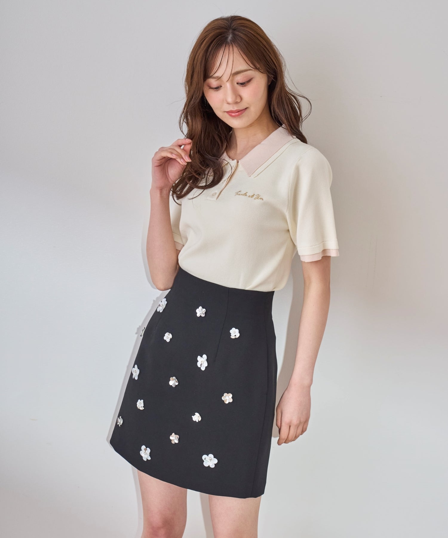 トランテアン ソン ドゥ モード 31 Sons de mode 2025春夏新作 ビジューミニスカート （BLACK） BLACK