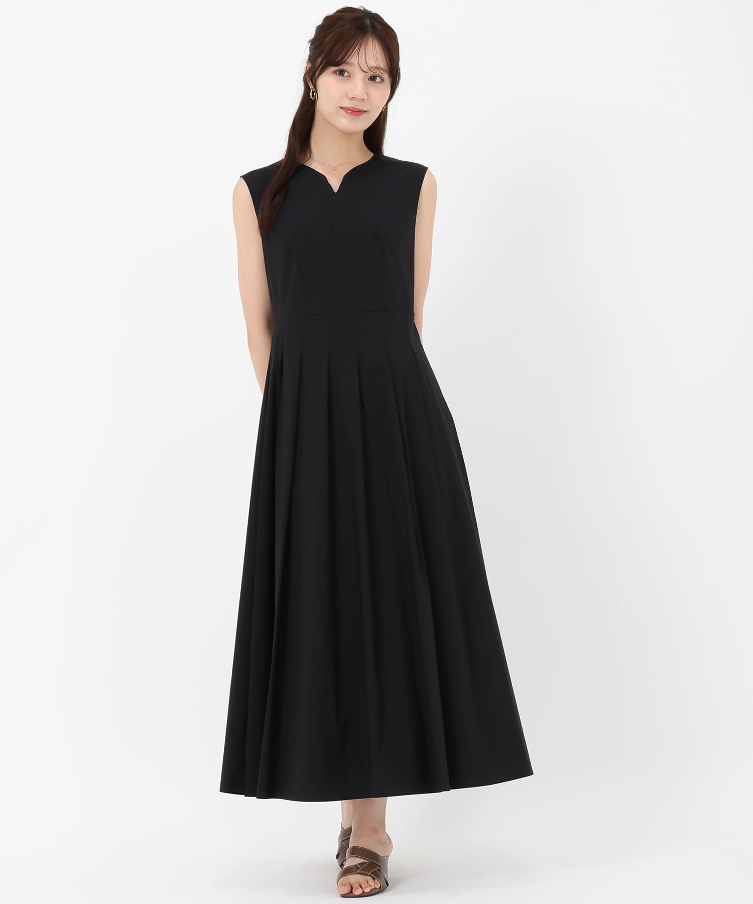 トランテアン ソン ドゥ モード 31 Sons de mode 2025春夏新作 WASHABLEノースリタックワンピース （BLACK） BLACK