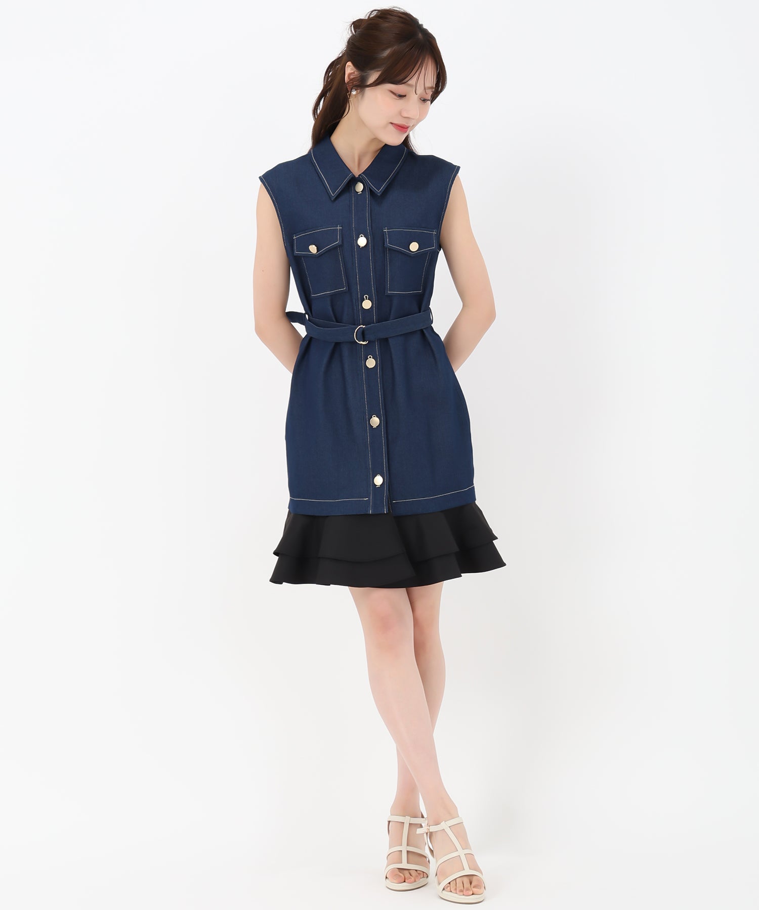 トランテアン ソン ドゥ モード 31 Sons de mode 2025春夏新作 ノースリデニムワンピース （INDIGO） INDIGO