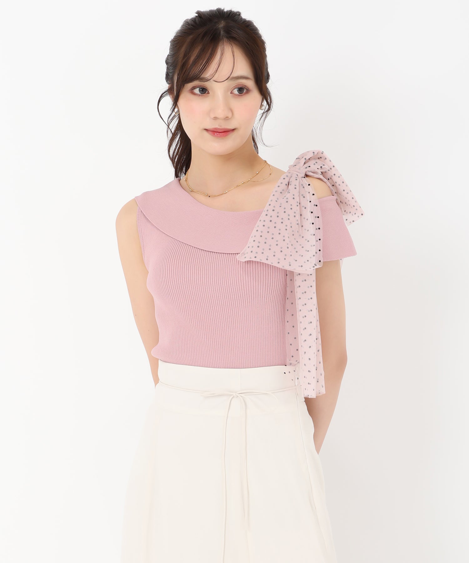トランテアン ソン ドゥ モード 31 Sons de mode 2025春夏新作 シアーリボンアシメニット （PINK） PINK