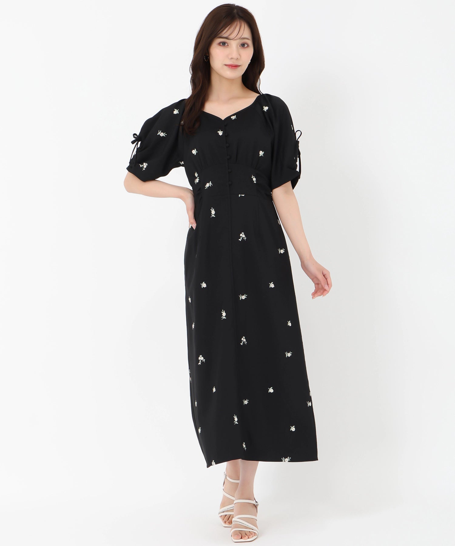 トランテアン ソン ドゥ モード 31 Sons de mode 2025春夏新作 刺繍ボリューム袖ワンピース （BLACK） BLACK