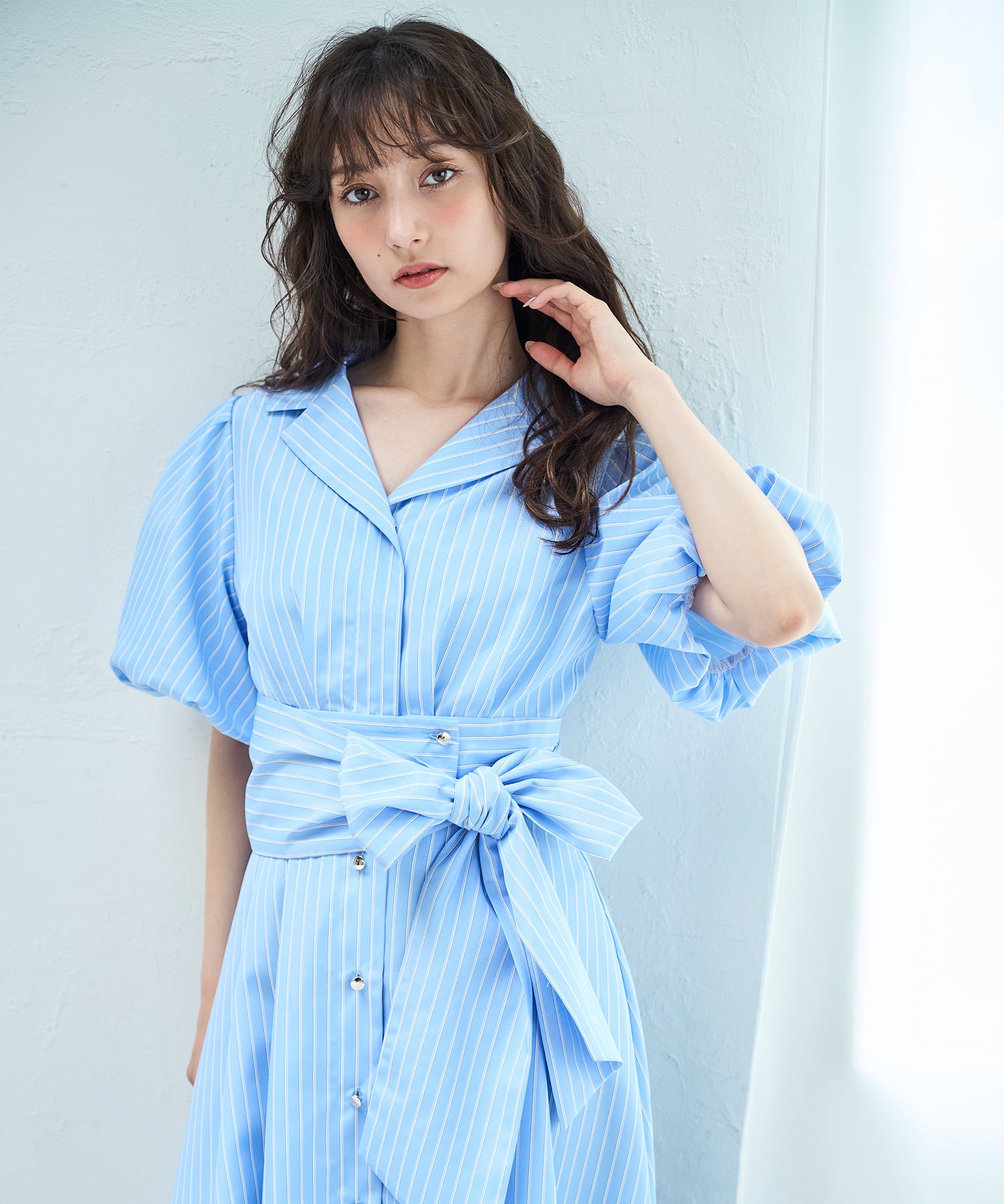 トランテアン ソン ドゥ モード 31 Sons de mode 2025春夏新作 パフスリーブシャツワンピース （L.BLUE） L.BLUE