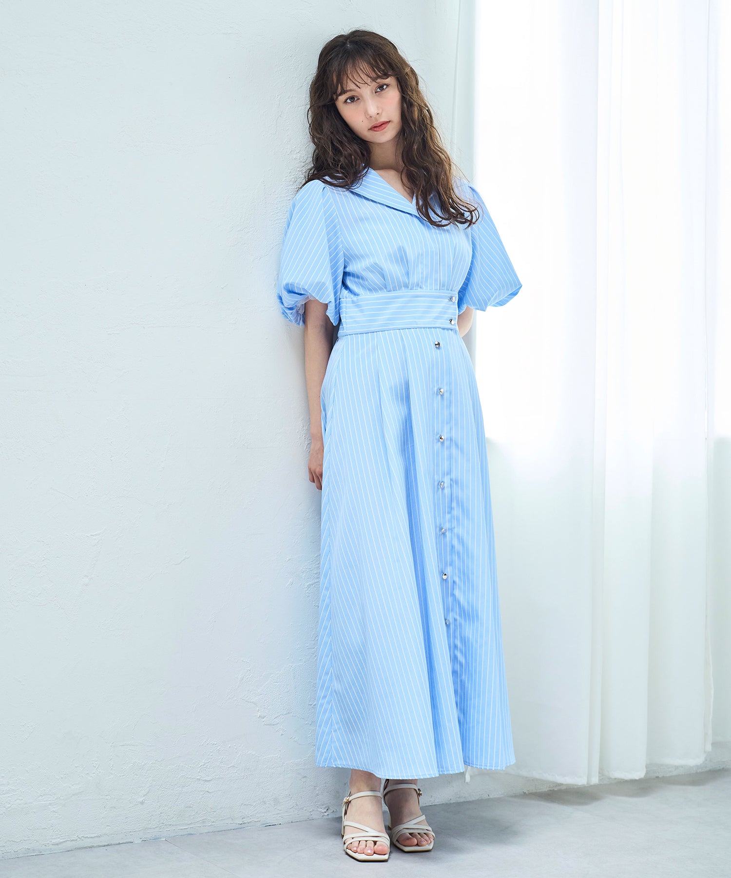 トランテアン ソン ドゥ モード 31 Sons de mode 2025春夏新作 パフスリーブシャツワンピース （L.BLUE） L.BLUE