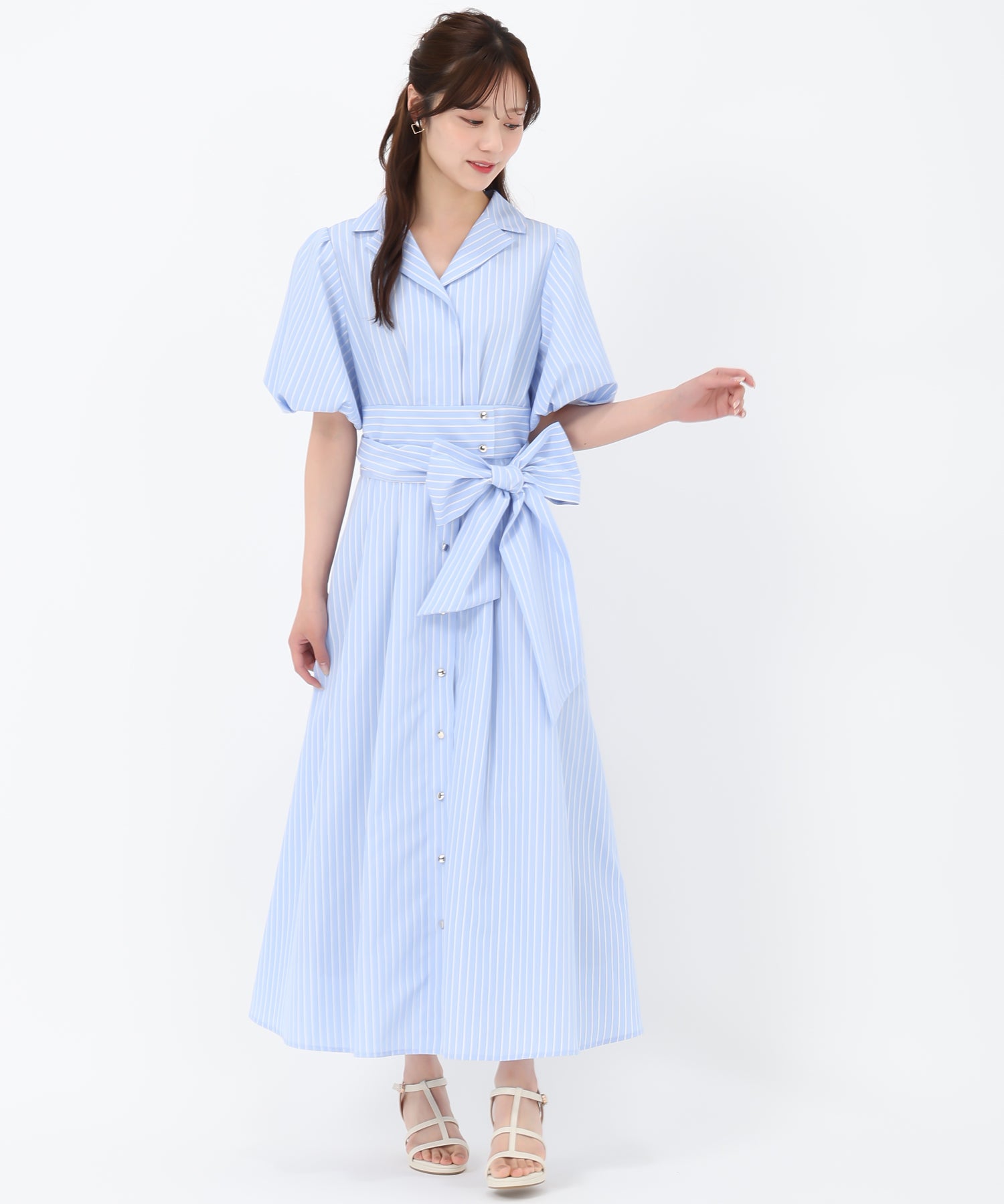 トランテアン ソン ドゥ モード 31 Sons de mode 2025春夏新作 パフスリーブシャツワンピース （L.BLUE） L.BLUE