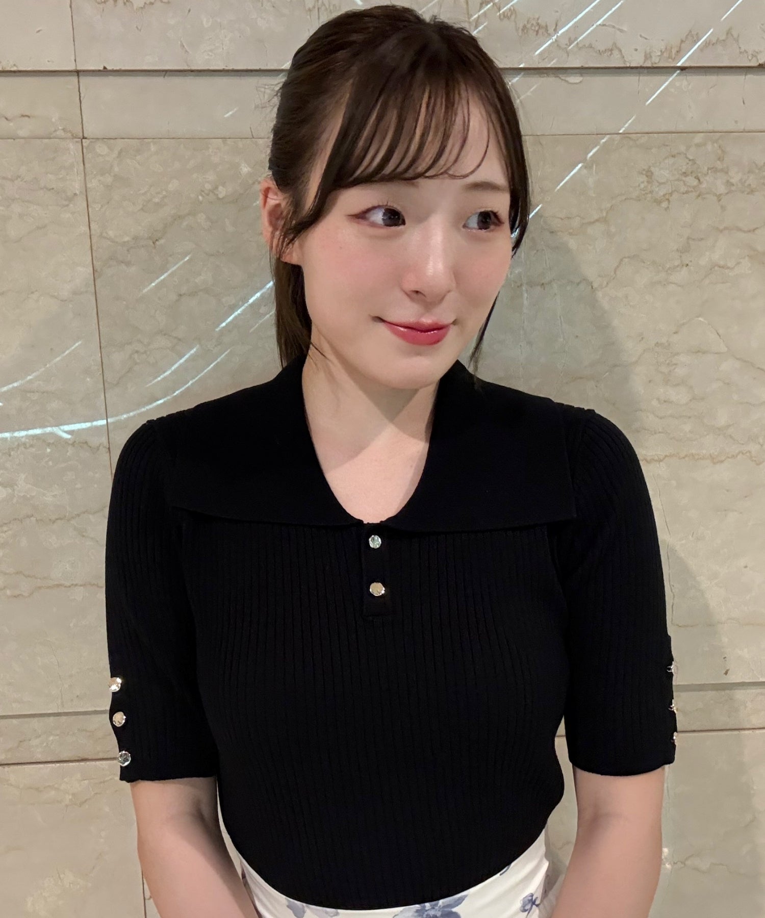 トランテアン ソン ドゥ モード 31 Sons de mode 2025春夏新作 セーラーカラー半袖ニット （BLACK） BLACK