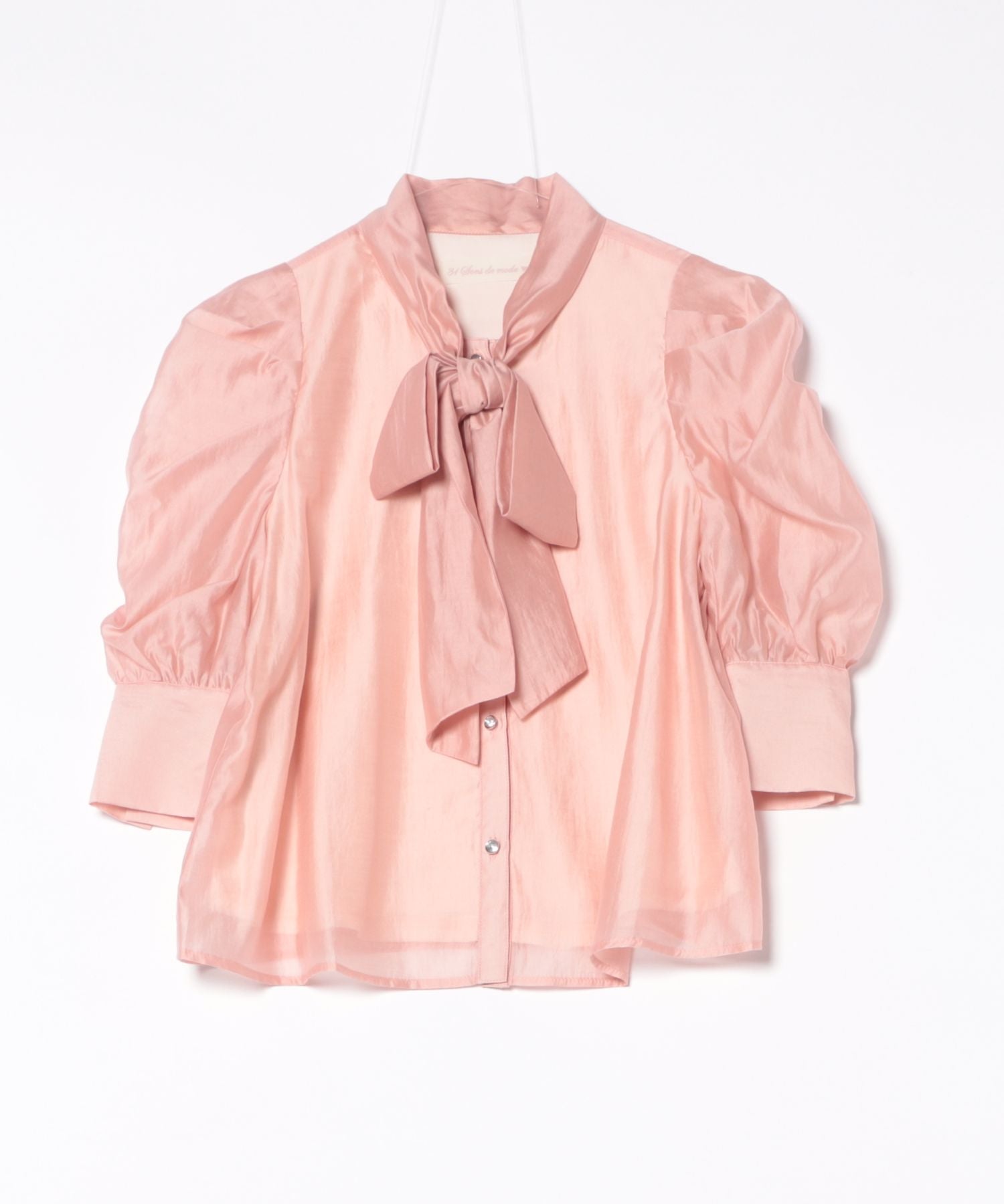 トランテアン ソン ドゥ モード 31 Sons de mode 2025春夏新作 ビジュー釦シアーボウタイブラウス （PINK） PINK