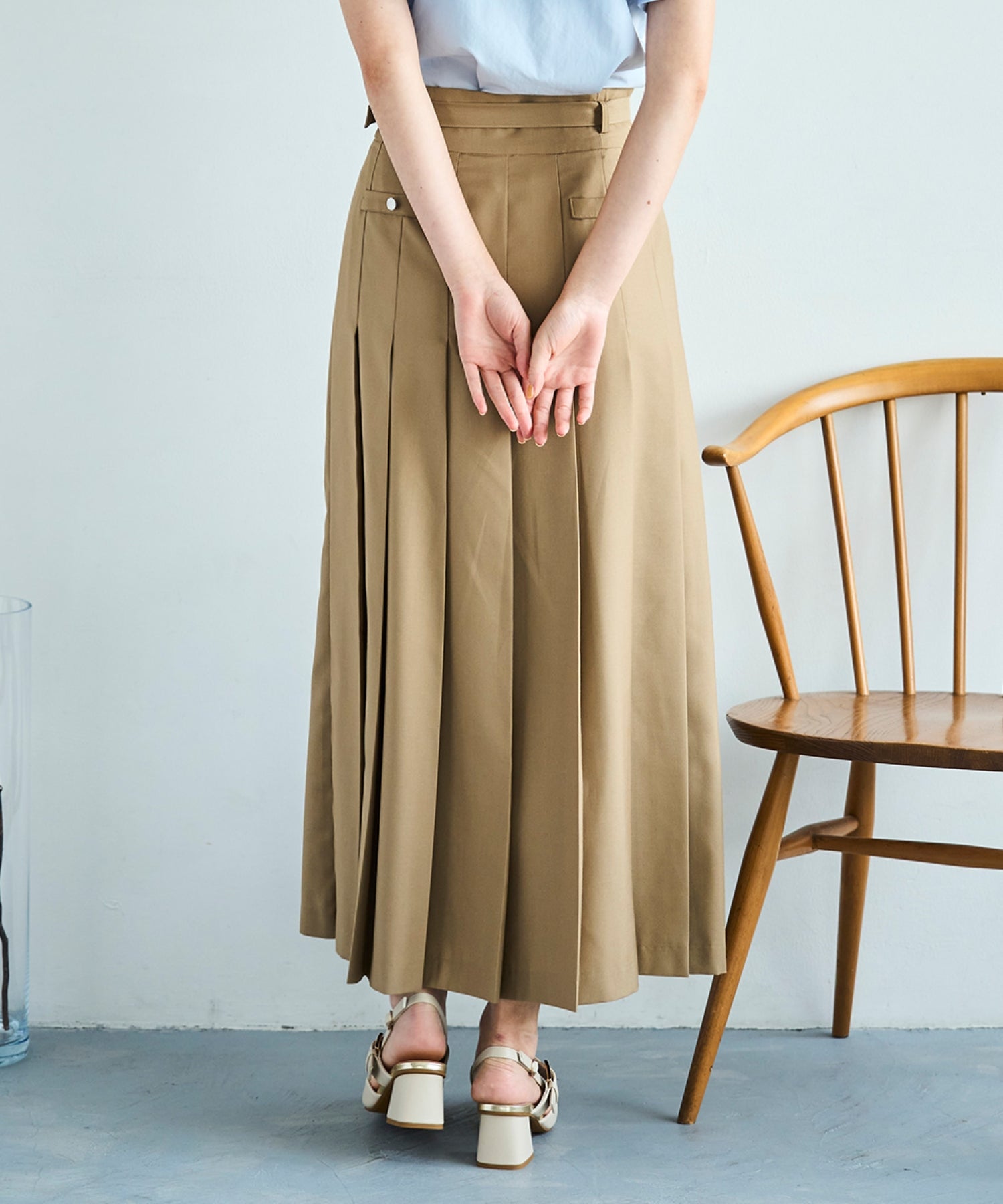 トランテアン ソン ドゥ モード 31 Sons de mode 2025秋冬新作 セミフレアプリーツスカート （CAMEL） CAMEL