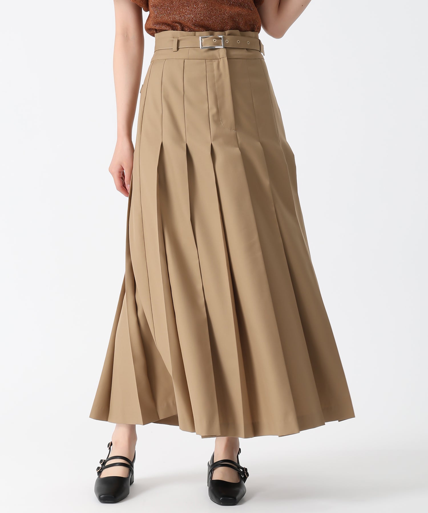 トランテアン ソン ドゥ モード 31 Sons de mode 2025秋冬新作 セミフレアプリーツスカート （CAMEL） CAMEL