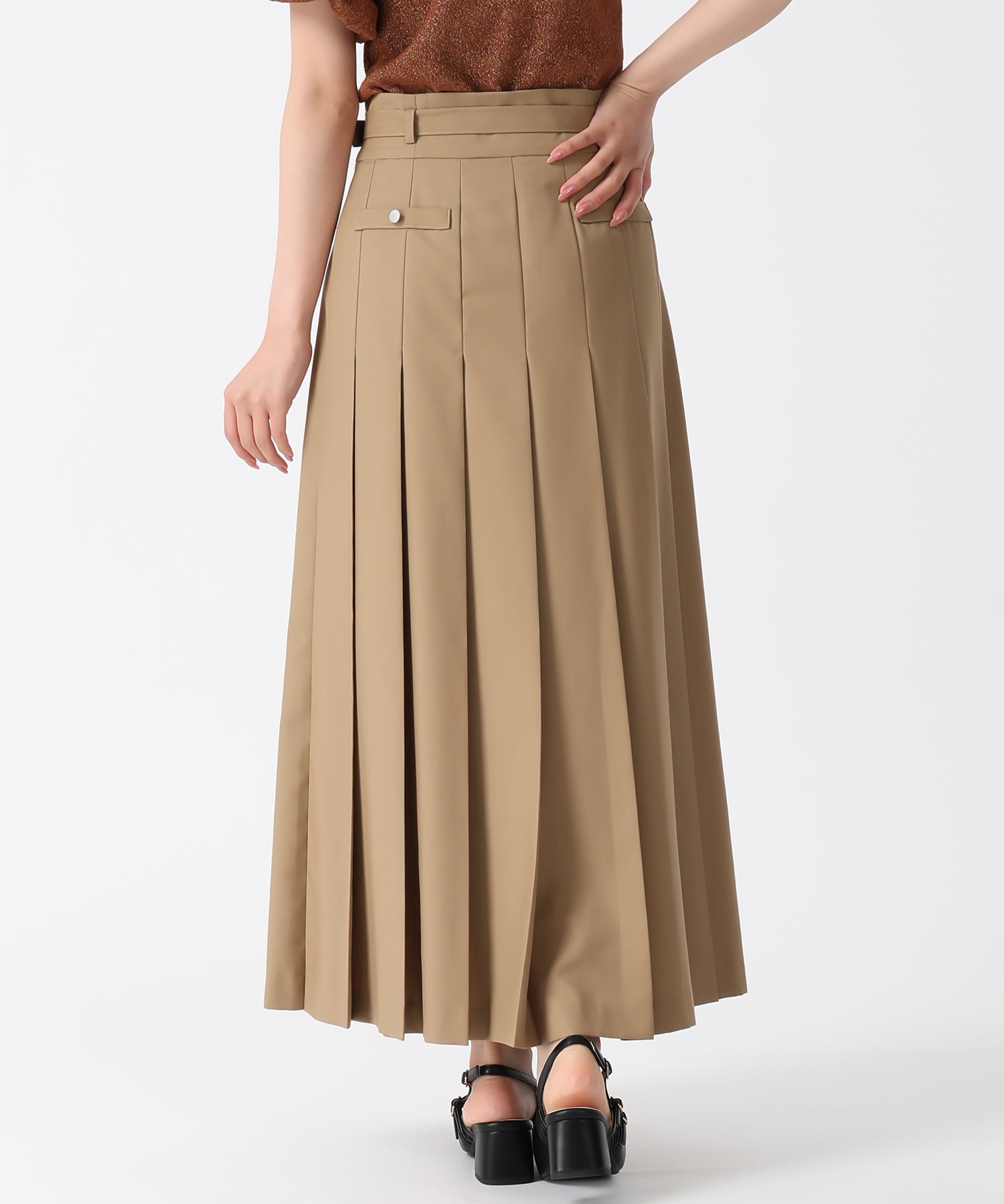 トランテアン ソン ドゥ モード 31 Sons de mode 2025秋冬新作 セミフレアプリーツスカート （CAMEL） CAMEL