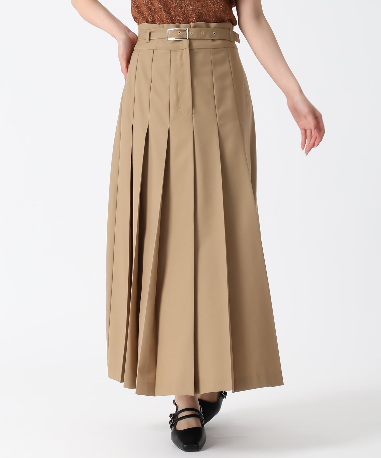 トランテアン ソン ドゥ モード 31 Sons de mode 2025秋冬新作 セミフレアプリーツスカート （CAMEL） CAMEL