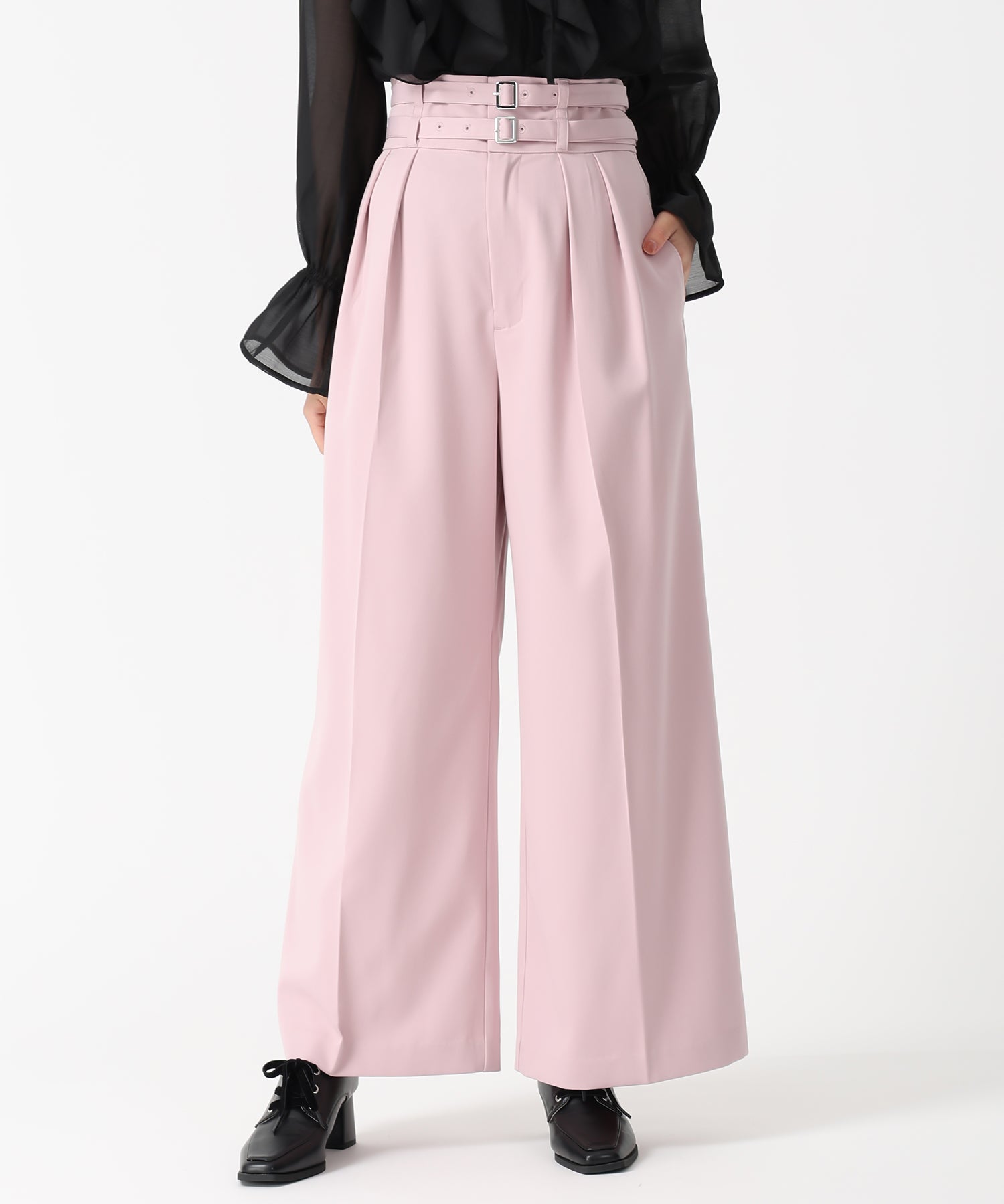 トランテアン ソン ドゥ モード 31 Sons de mode 2025秋冬新作 ダブルベルト付ワイドパンツ TT537303 （PINK） PINK