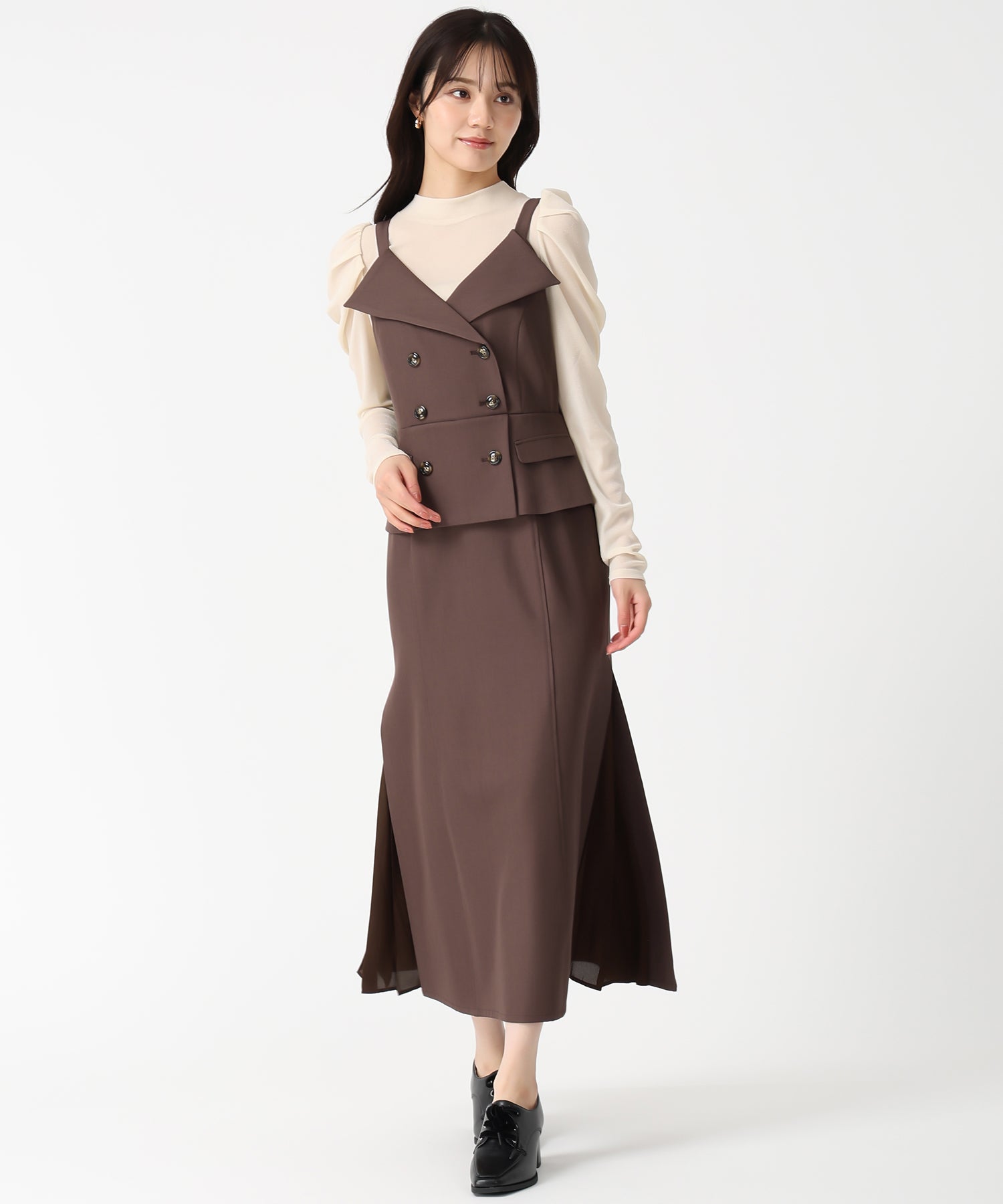 トランテアン ソン ドゥ モード 31 Sons de mode 2025秋冬新作 トレンチ風キャミワンピース TT537408 （BROWN） BROWN