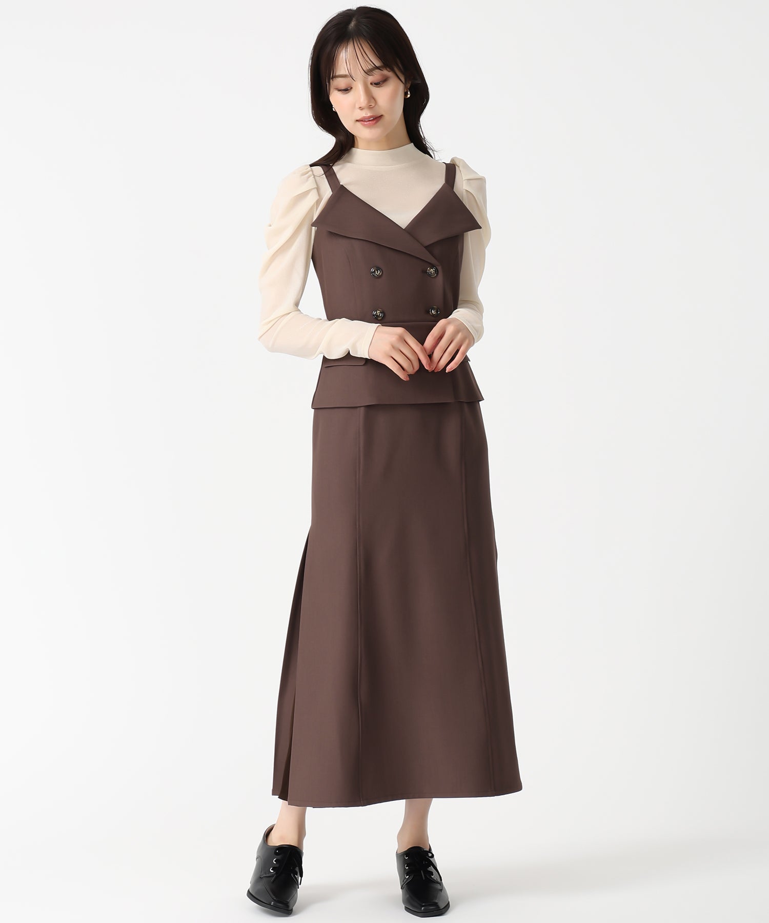 トランテアン ソン ドゥ モード 31 Sons de mode 2025秋冬新作 トレンチ風キャミワンピース TT537408 （BROWN） BROWN