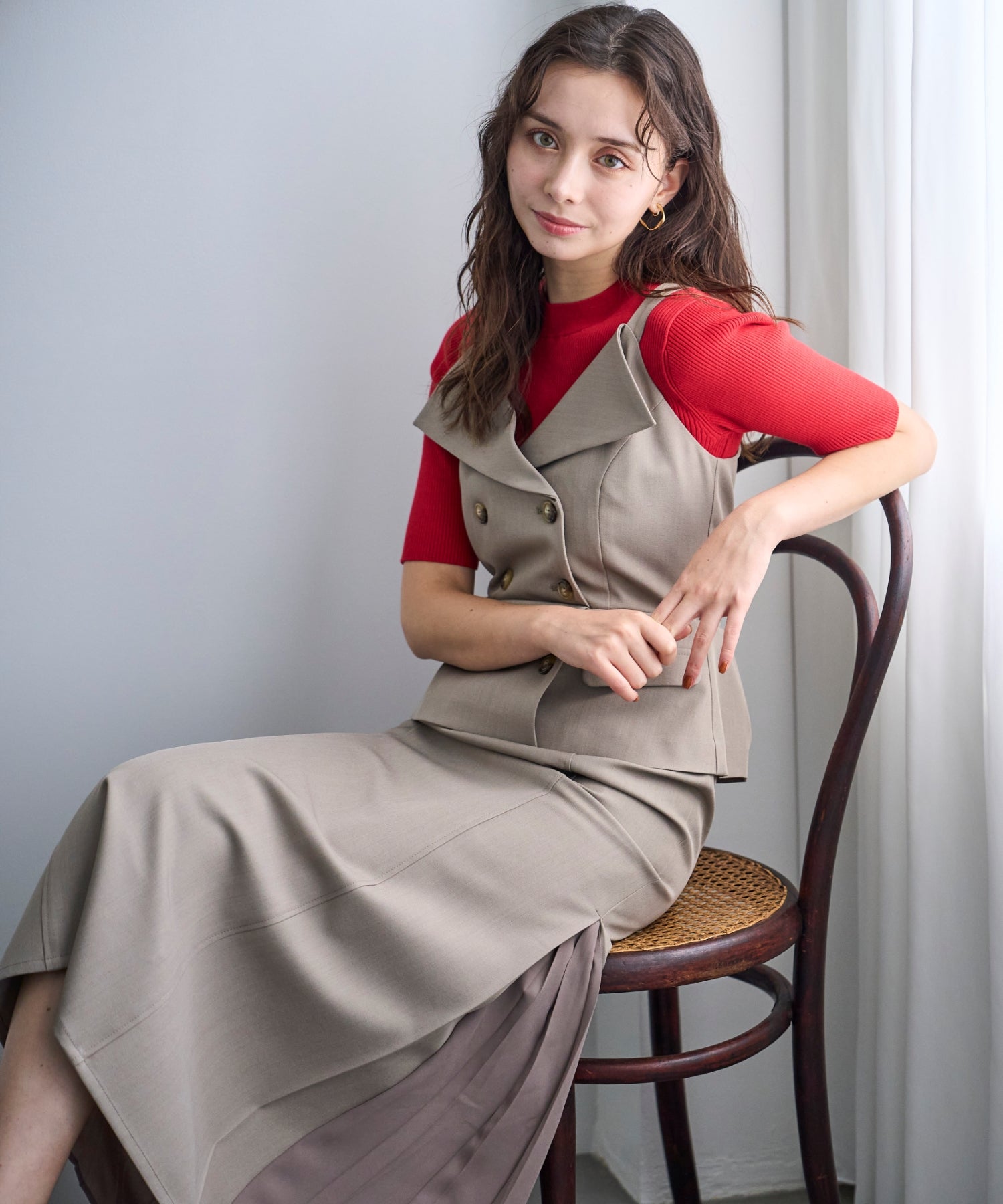 トランテアン ソン ドゥ モード 31 Sons de mode 2025秋冬新作 トレンチ風キャミワンピース TT537408 （BEIGE） BEIGE