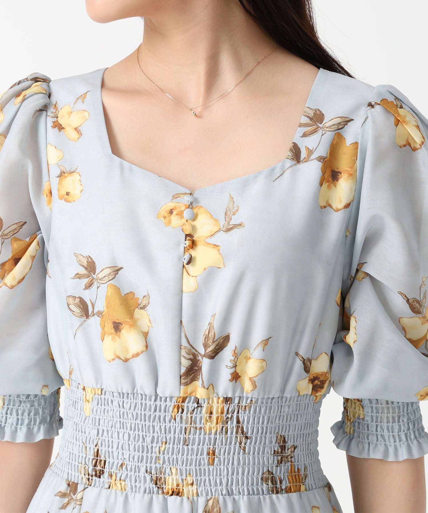 トランテアン ソン ドゥ モード 31 Sons de mode 2025秋冬新作 Vネックギャザーフラワーワンピース TT537407 （BROWN） BROWN