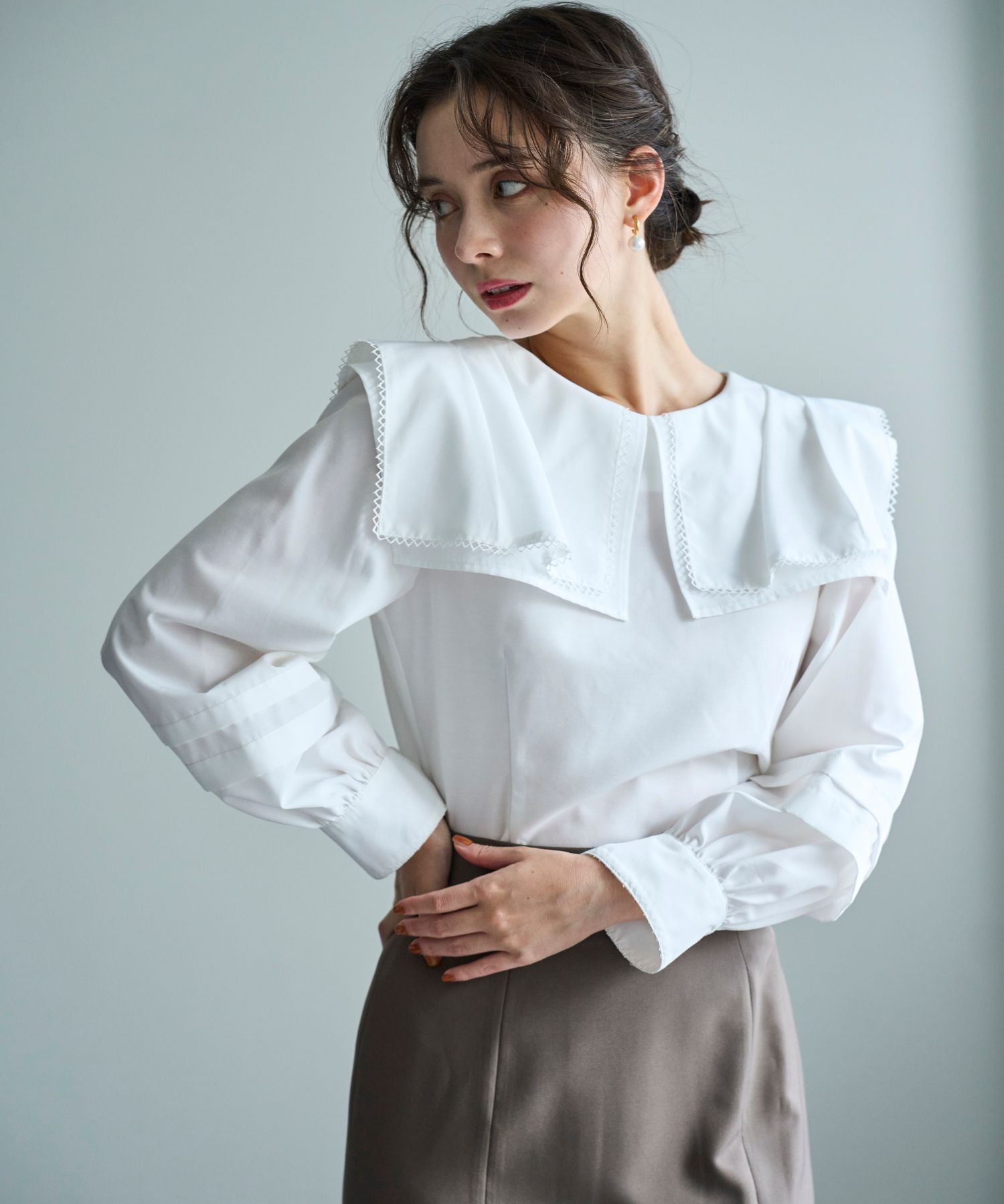 トランテアン ソン ドゥ モード 31 Sons de mode 2025秋冬新作 ビッグカラーブラウス TT538107 （OFF-WHITE） OFF-WHITE