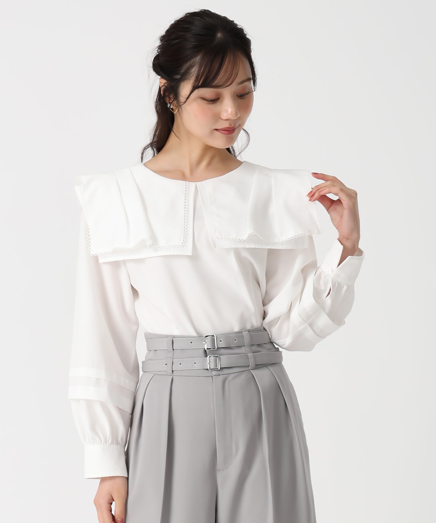トランテアン ソン ドゥ モード 31 Sons de mode 2025秋冬新作 ビッグカラーブラウス TT538107 （OFF-WHITE） OFF-WHITE
